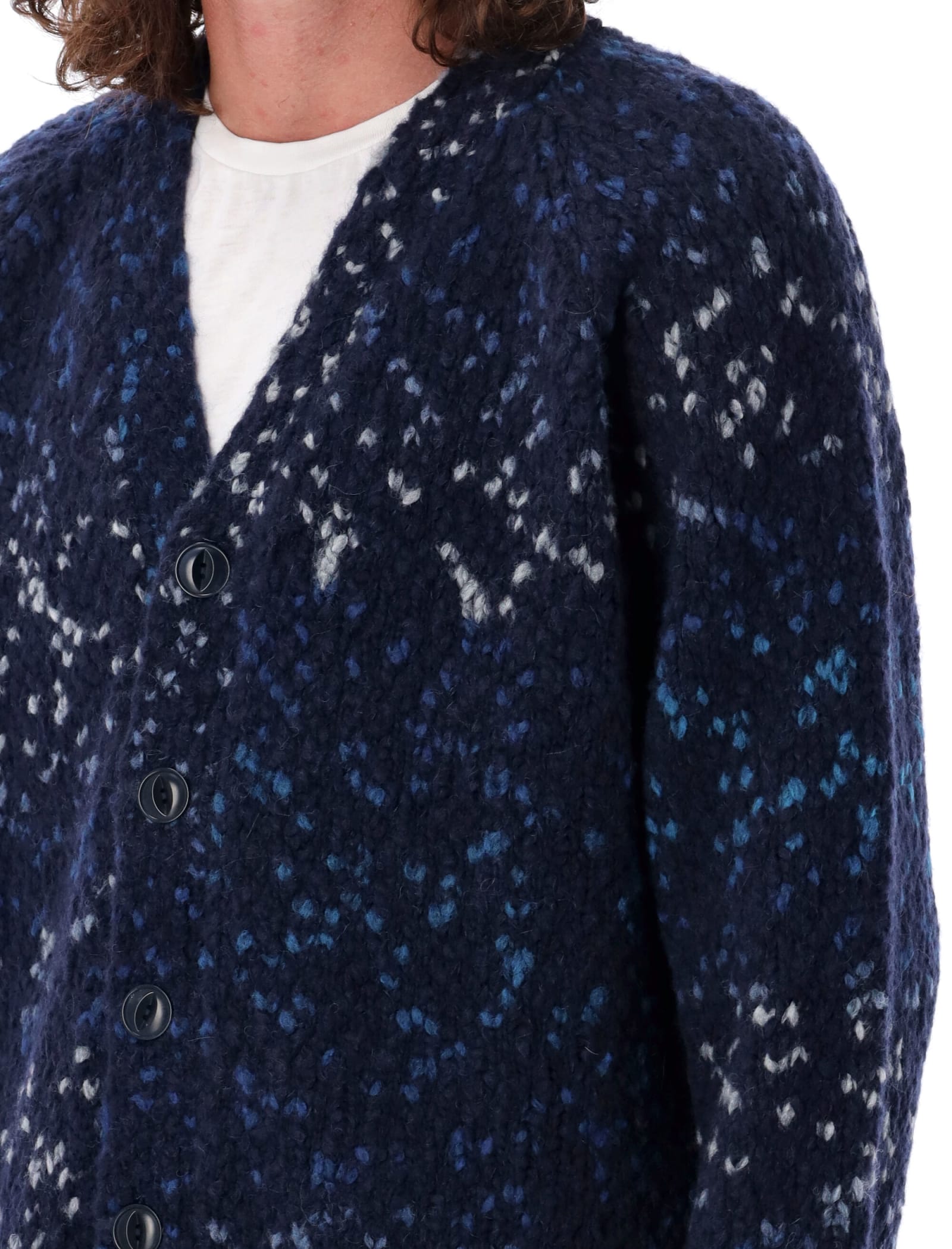 Shop Ymc You Must Create Jacquard Cardigan In Navy