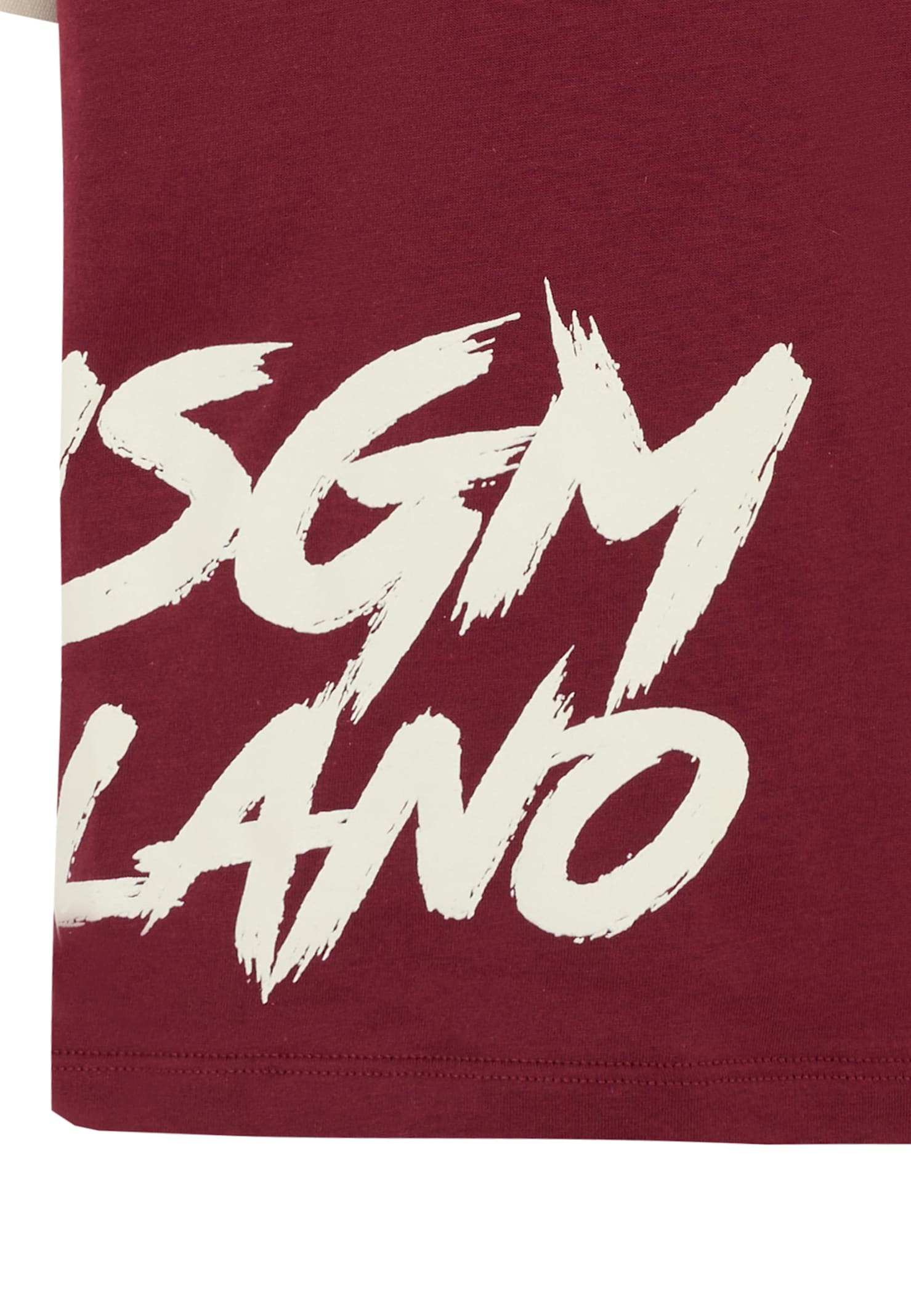 Msgm Logo-print Ringer-neck T-shirt In Burgundy