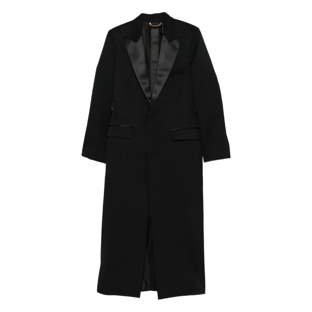 Victoria Beckham Shawl-lapel Slit Coat In Black
