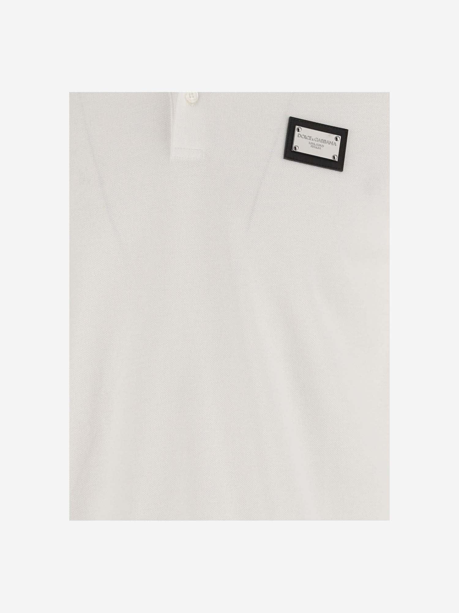 Shop Dolce & Gabbana Cotton Polo Shirt With Logo In White