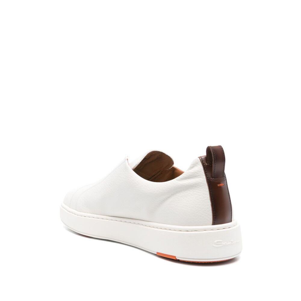 Santoni Slip-on Sneakers With Calf Leather And Durable Rubber Sole