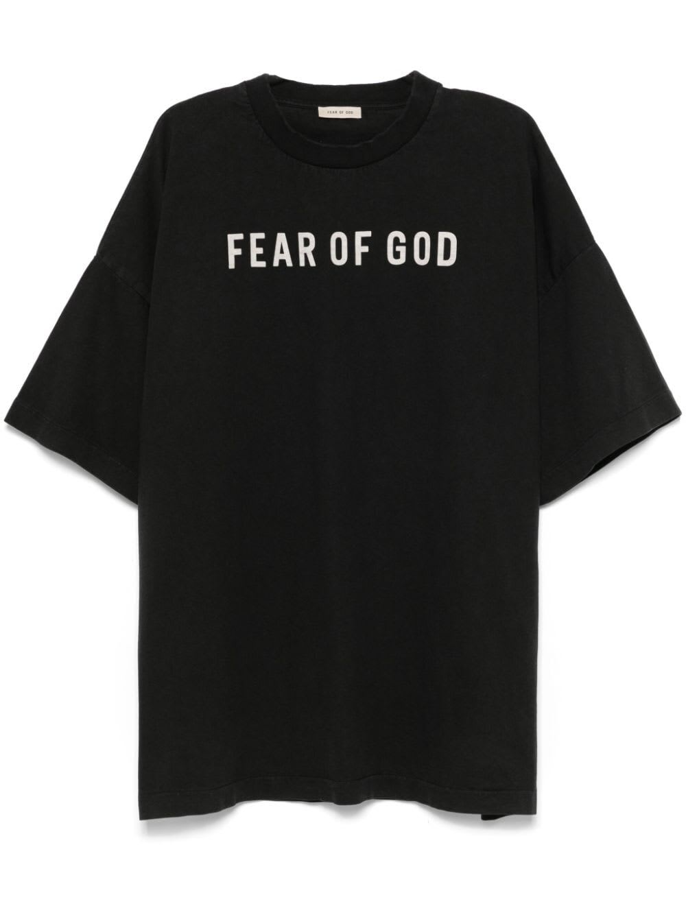 Shop Fear Of God Short Sleeve Tee Logo Grey Print In Black