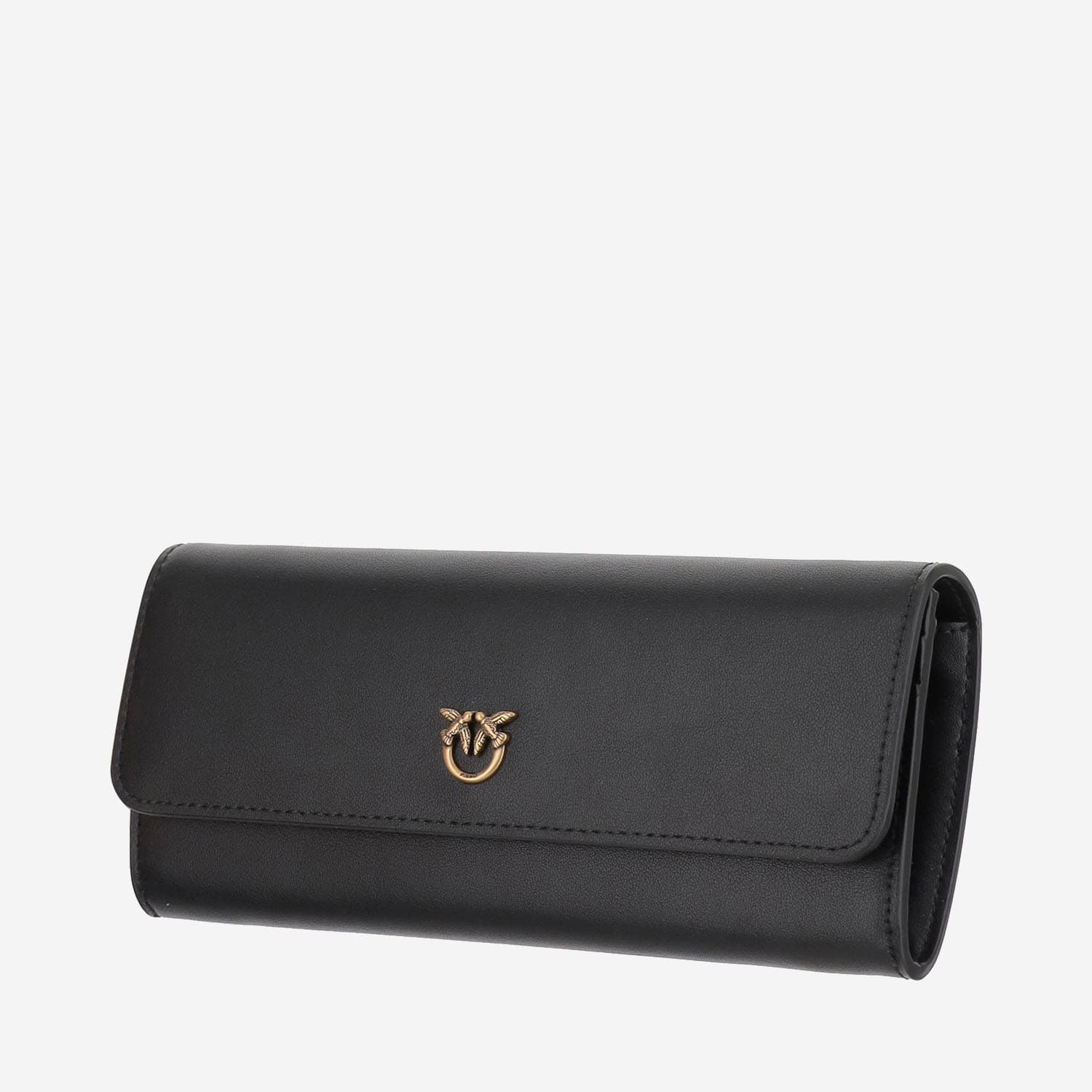 Pinko Love Birds Leather Clutch Bag In Black