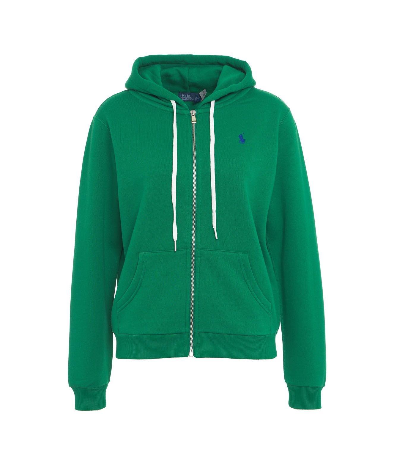 Polo Ralph Lauren Logo Embroidered Zipped Hoodie In Verde
