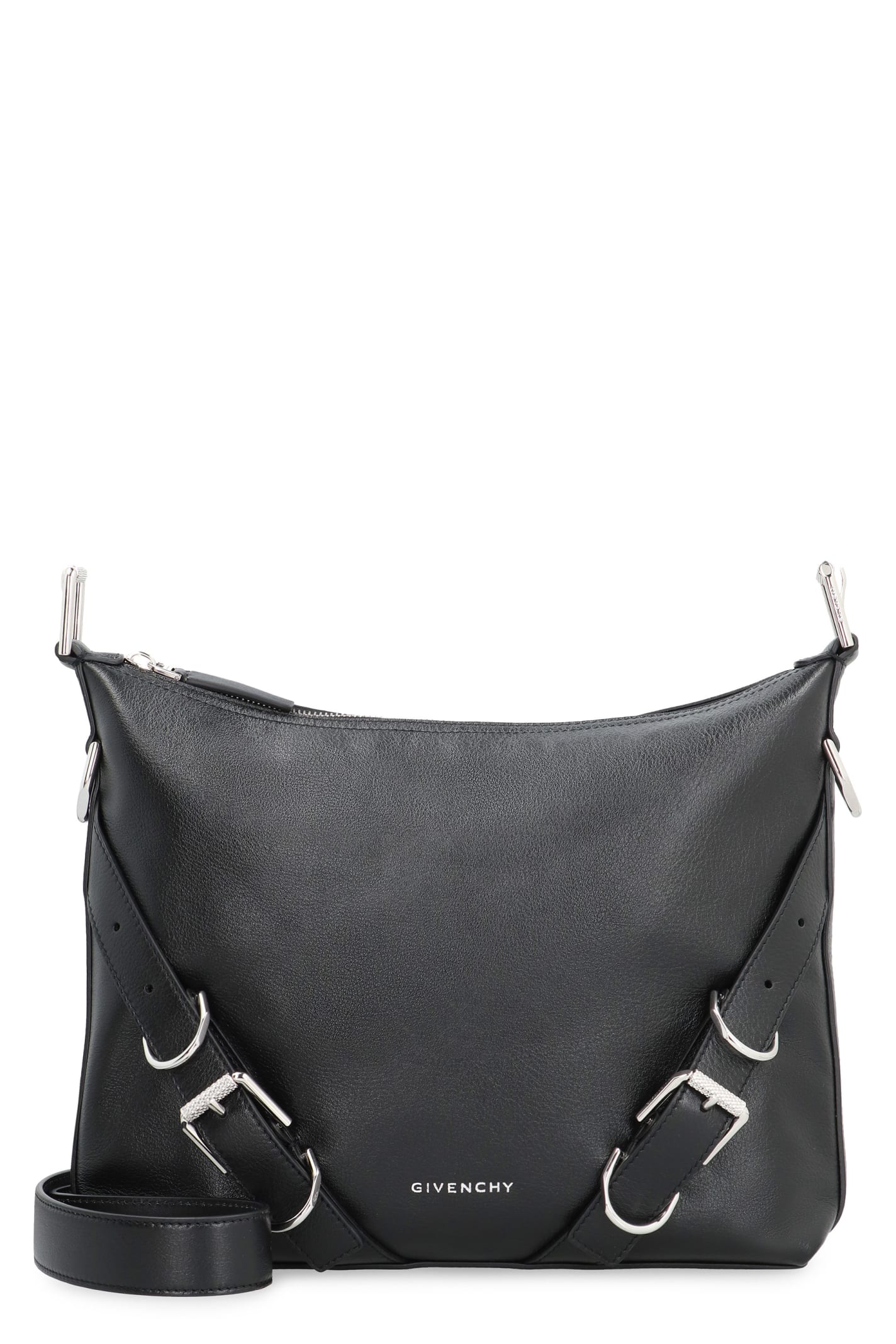 Shop Givenchy Voyou Leather Crossbody Bag In Nero
