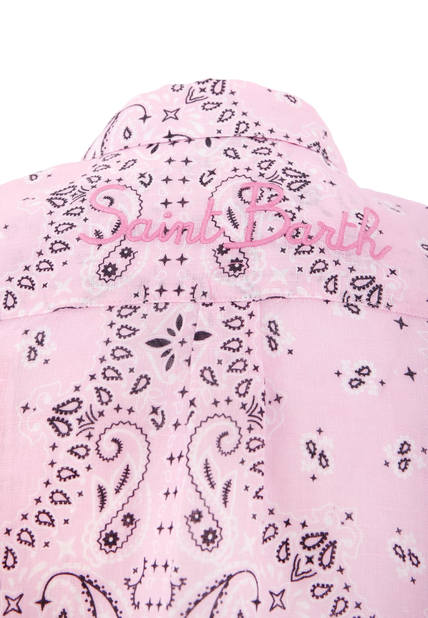 Mc2 Saint Barth Linen Bandana-print Shirt In Pink