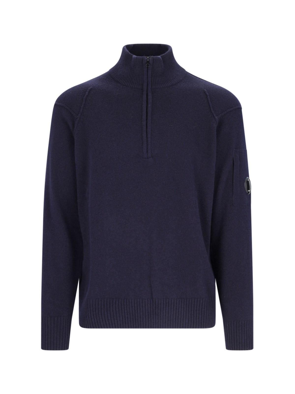 Shop C.p. Company Zip Turtleneck Sweater In Blu