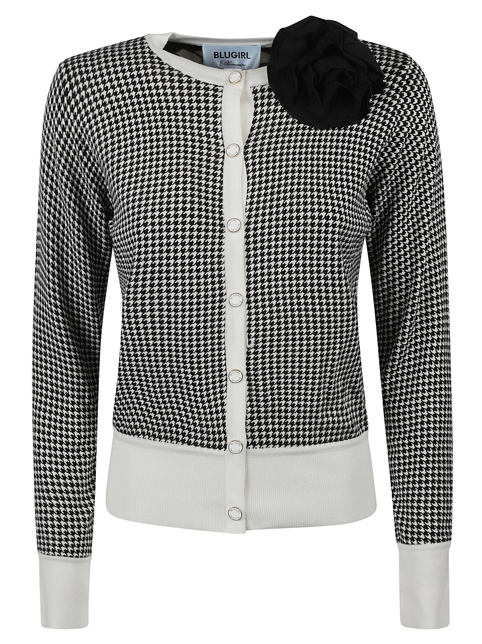 Blugirl Crop Buttoned Cardigan In White/black