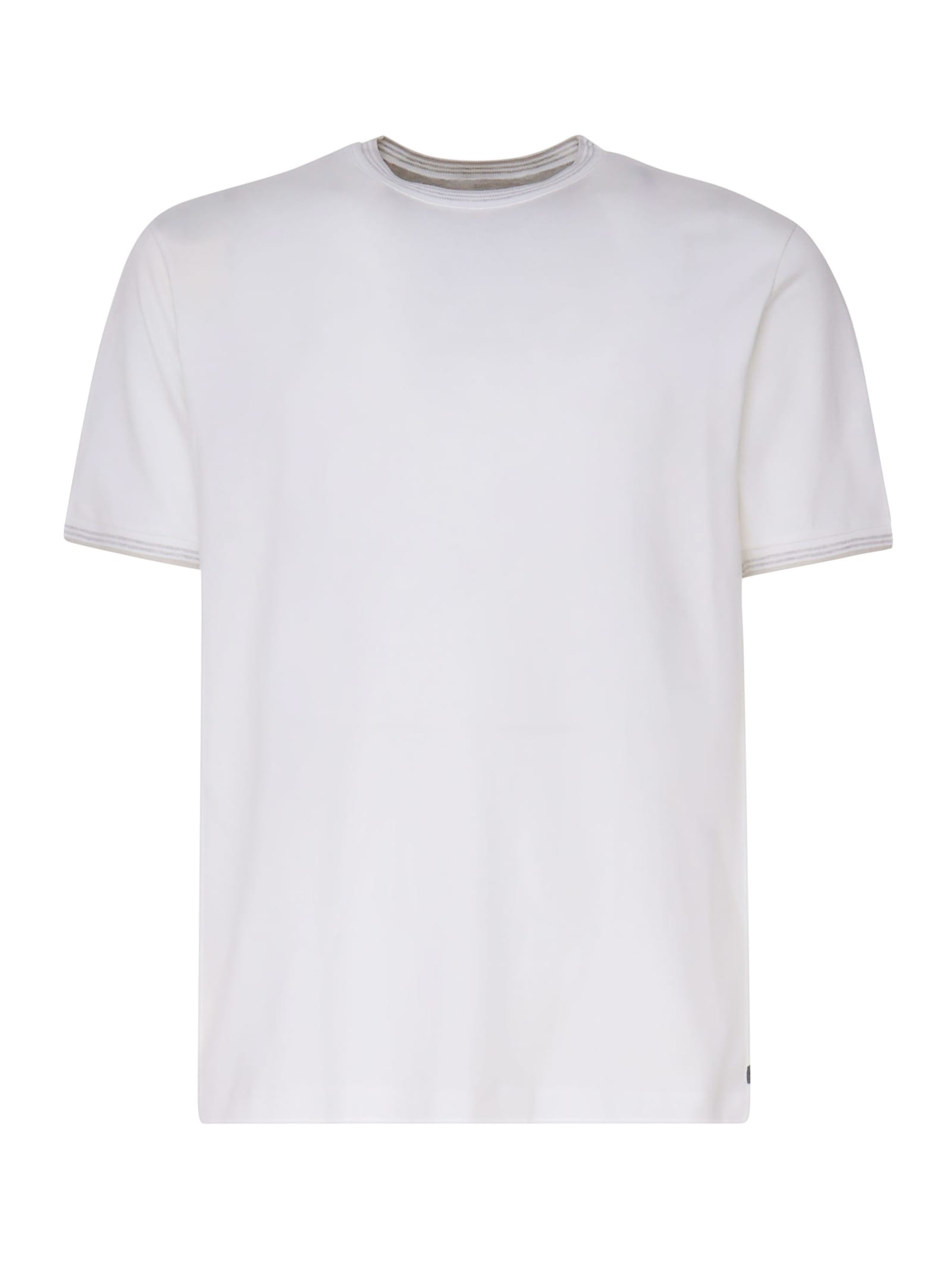 Shop Eleventy Cotton T-shirt In White, Stone