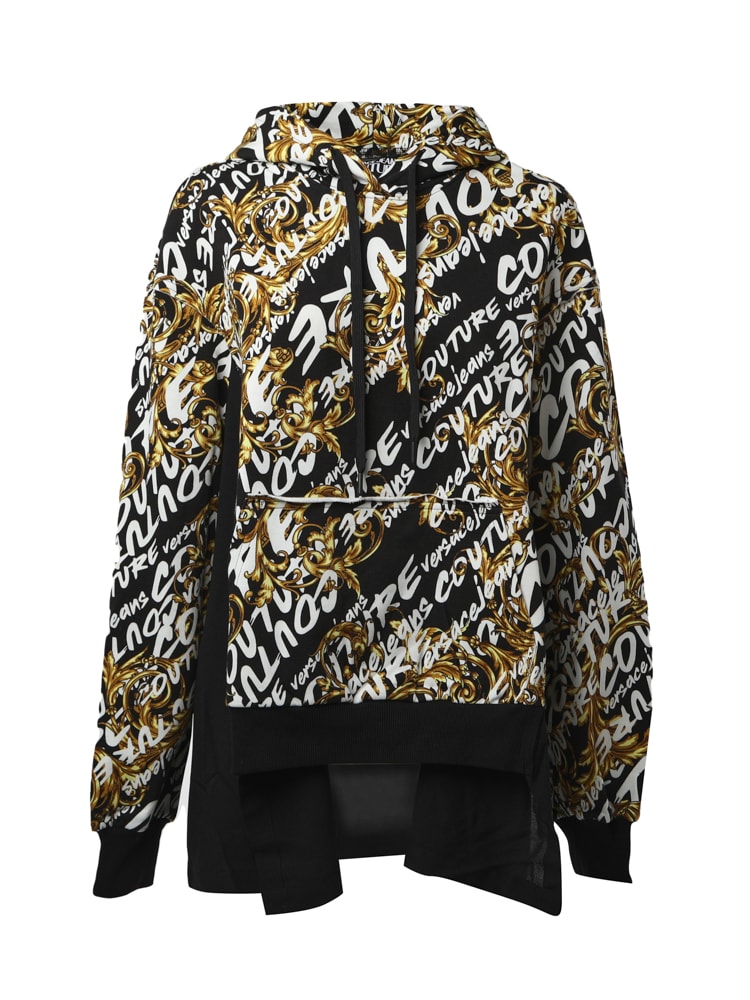 Versace Jeans Couture Cotton Hoodie With Logo Brush