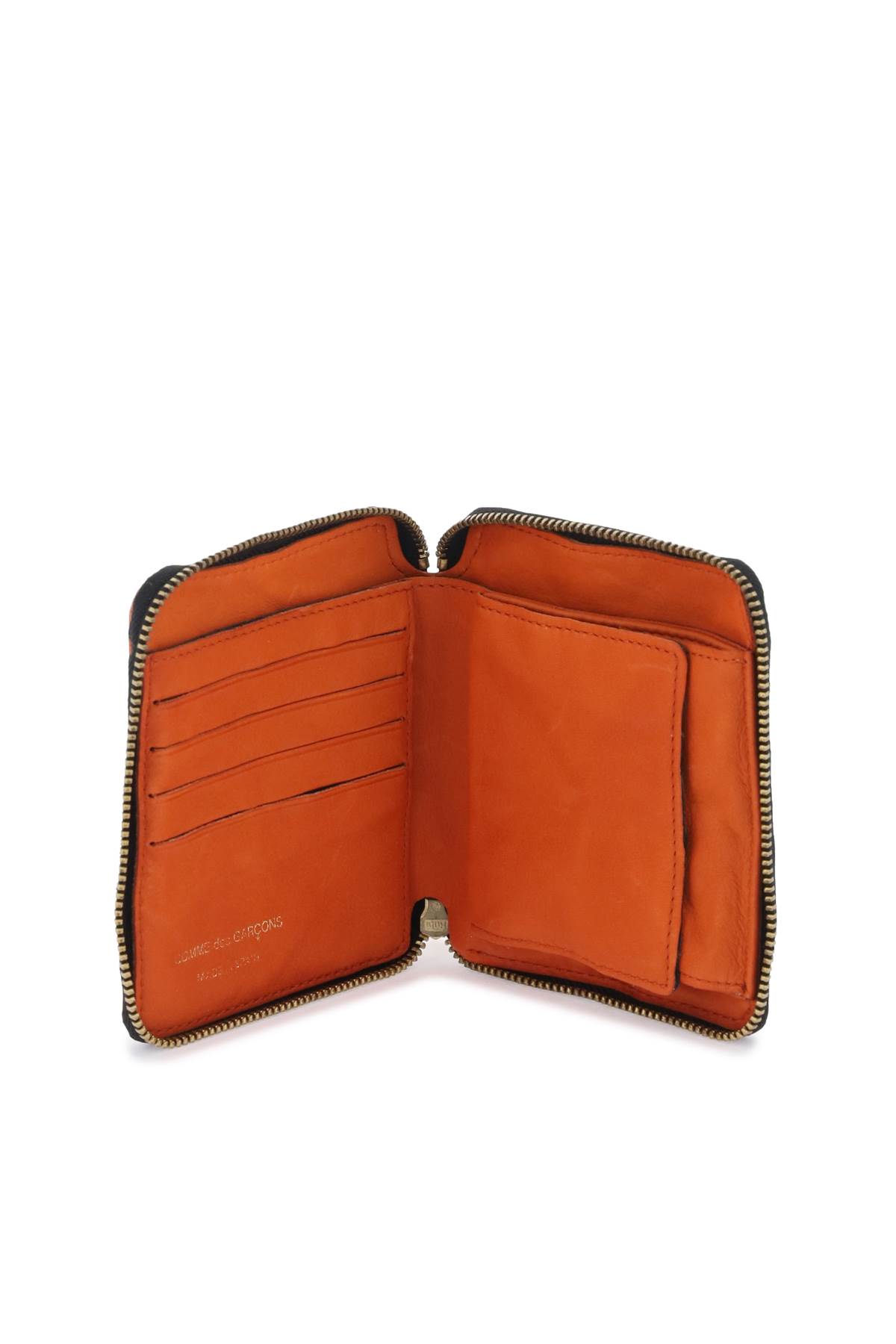 Shop Comme Des Garçons Washed Leather Zip-around Wallet In Burnt Orange (orange)