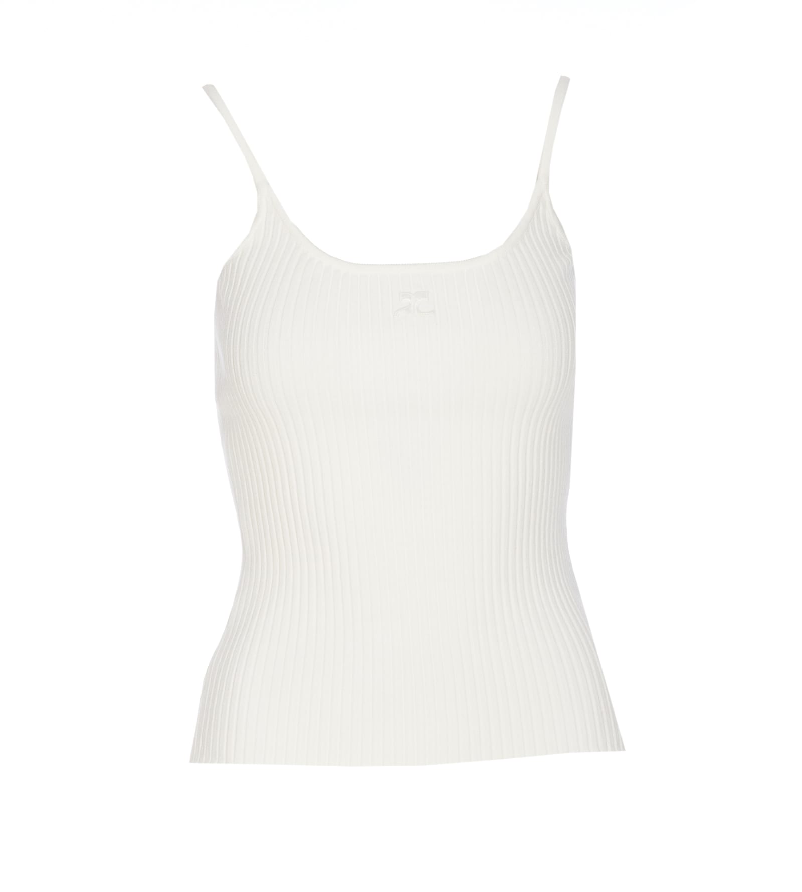 Shop Courrèges Reedition Knit Tank Top In White