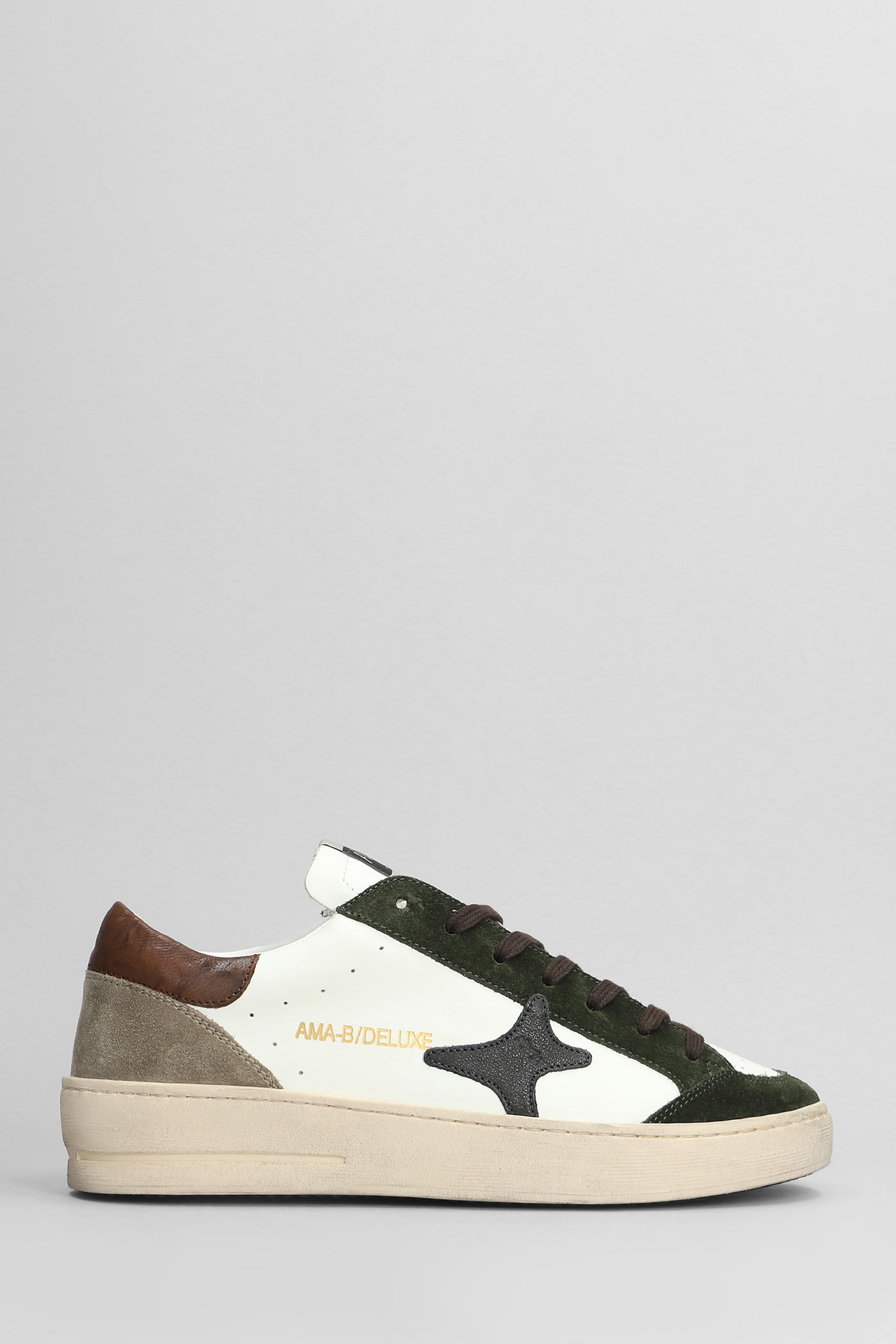 Shop Ama Brand Sneakers In White Suede And Leather