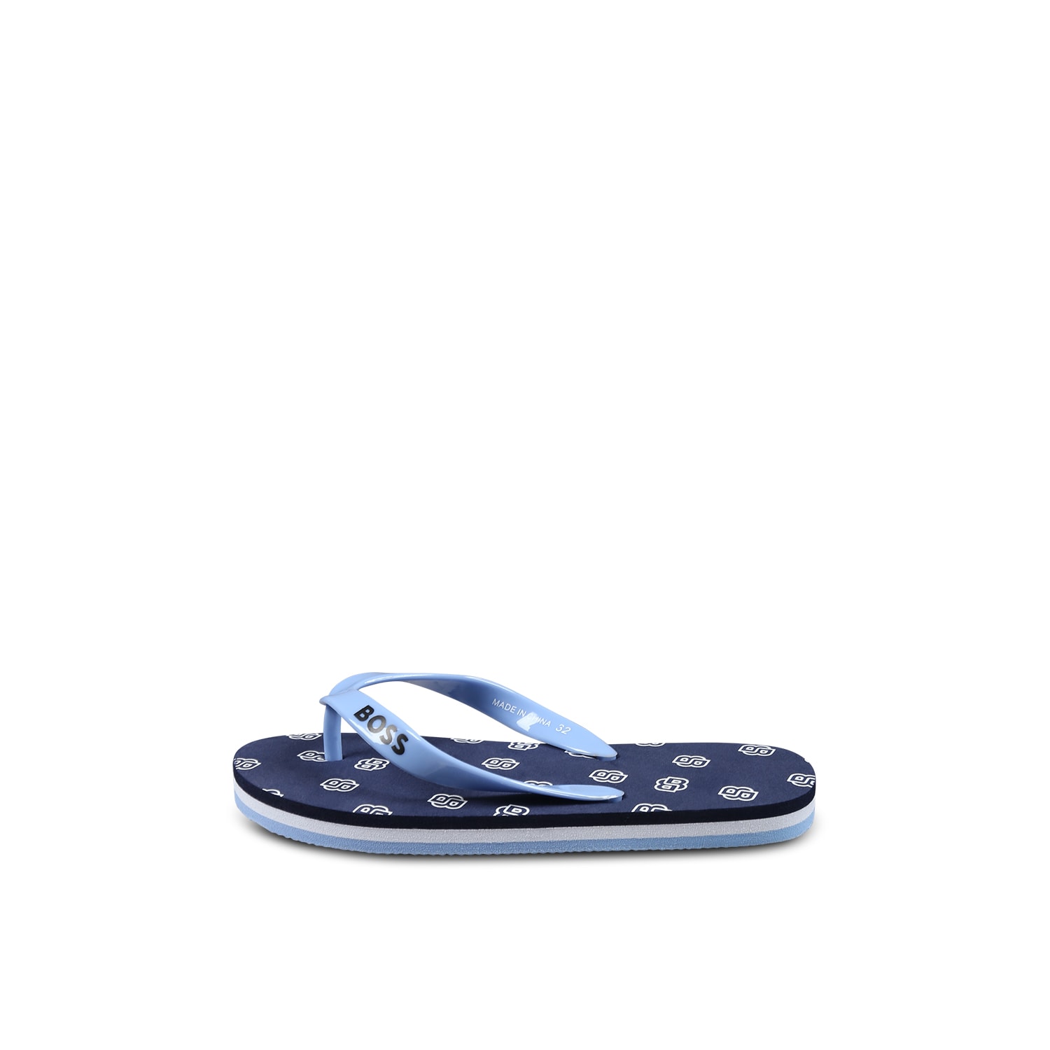 Hugo Boss Round Toe Flip Flops In Blue