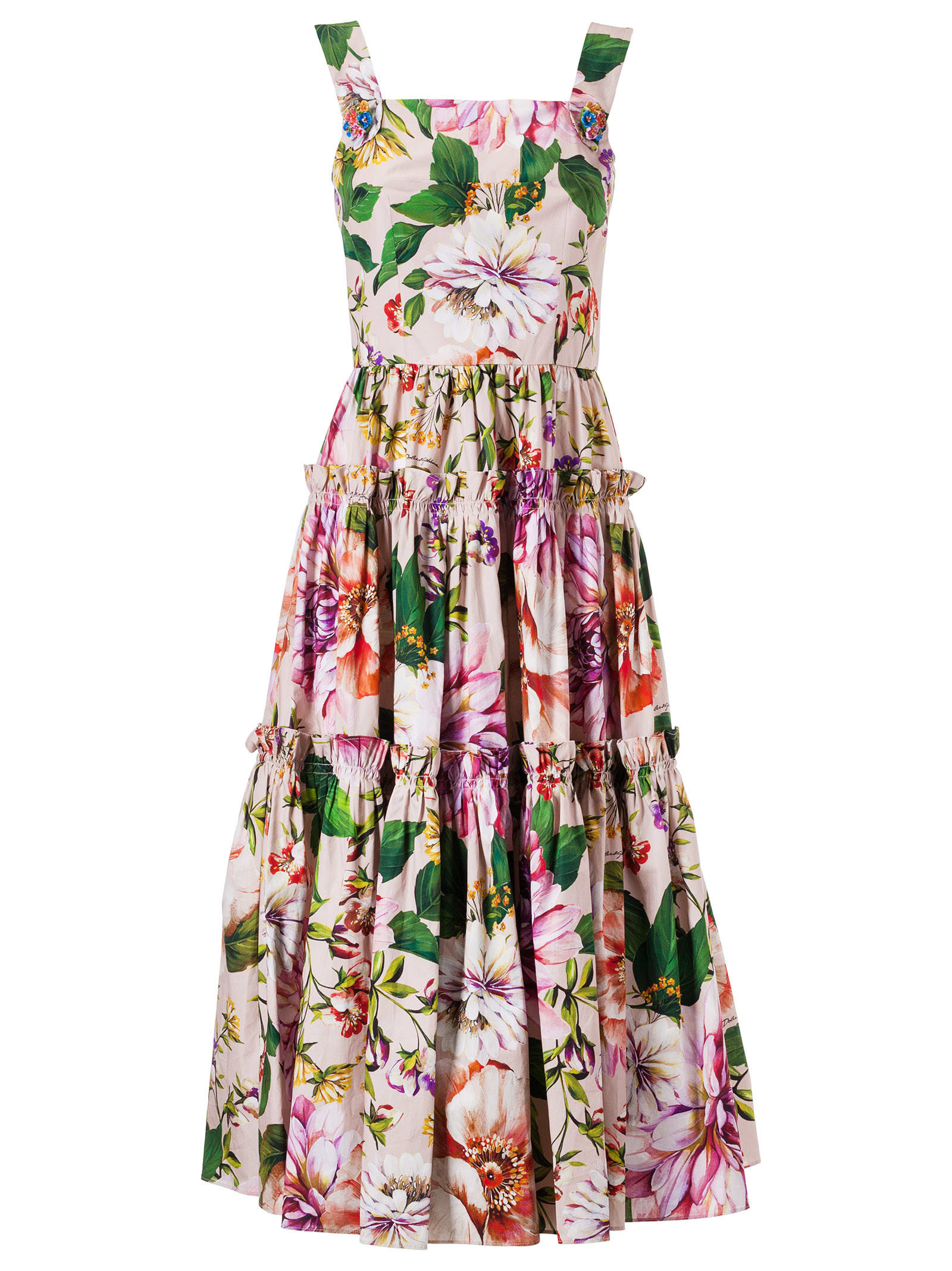 Dolce & Gabbana Floral Printed Flared Dress In Pink