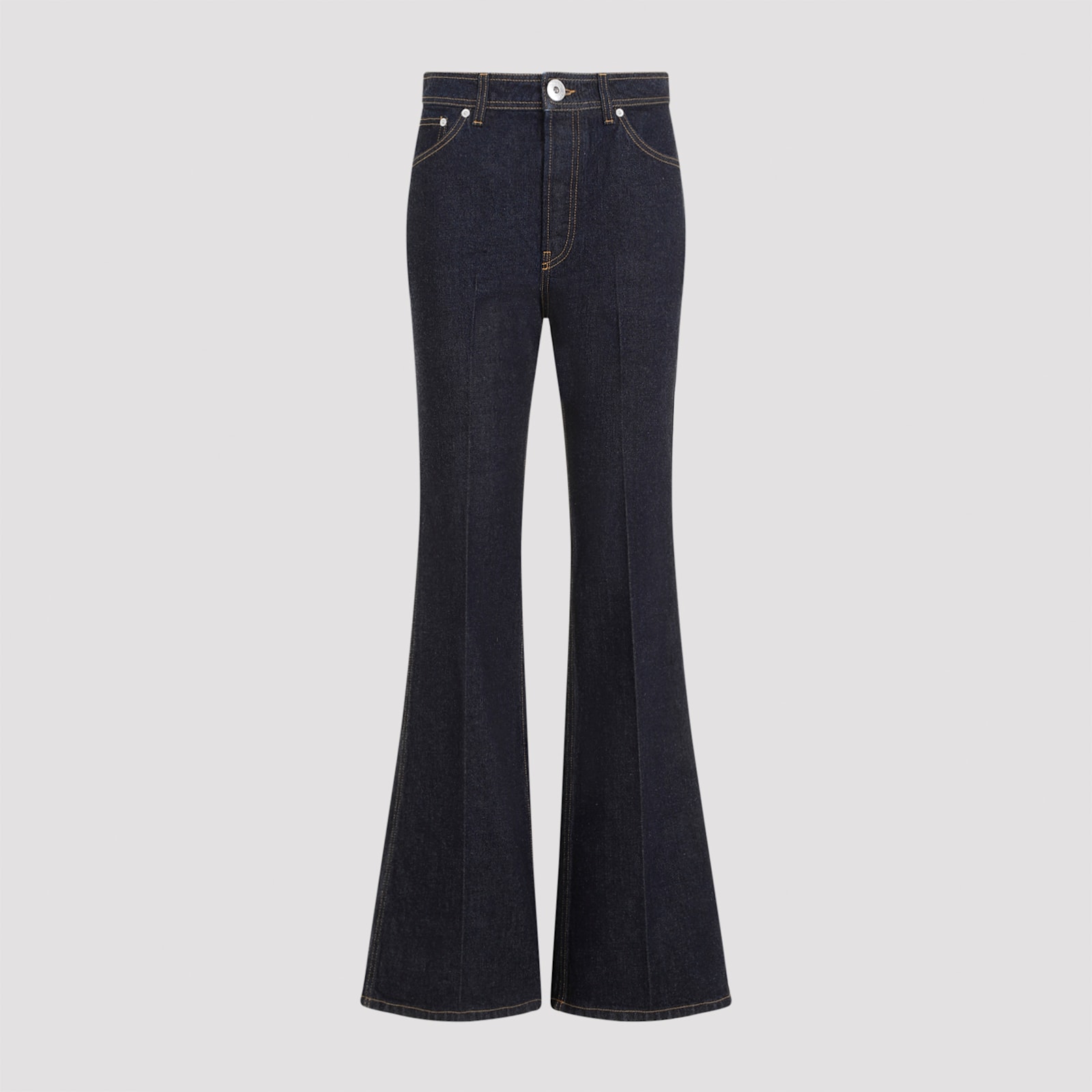 Shop Lanvin Wide Leg Denim Jeans In Navy Blue