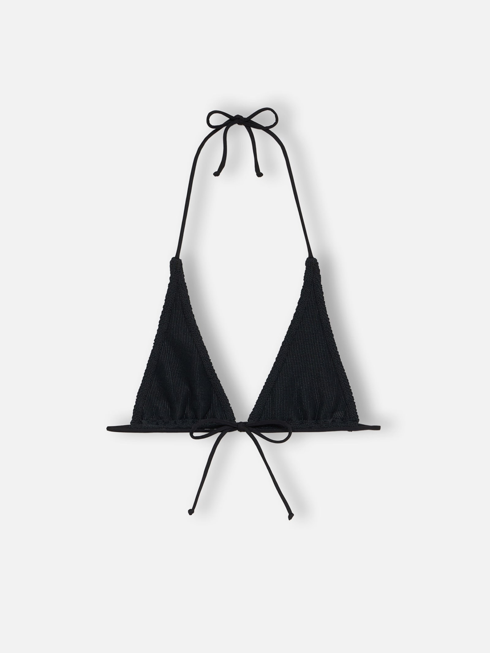 Mc2 Saint Barth Woman Black Crinkle Triangle Top Guiana In Black