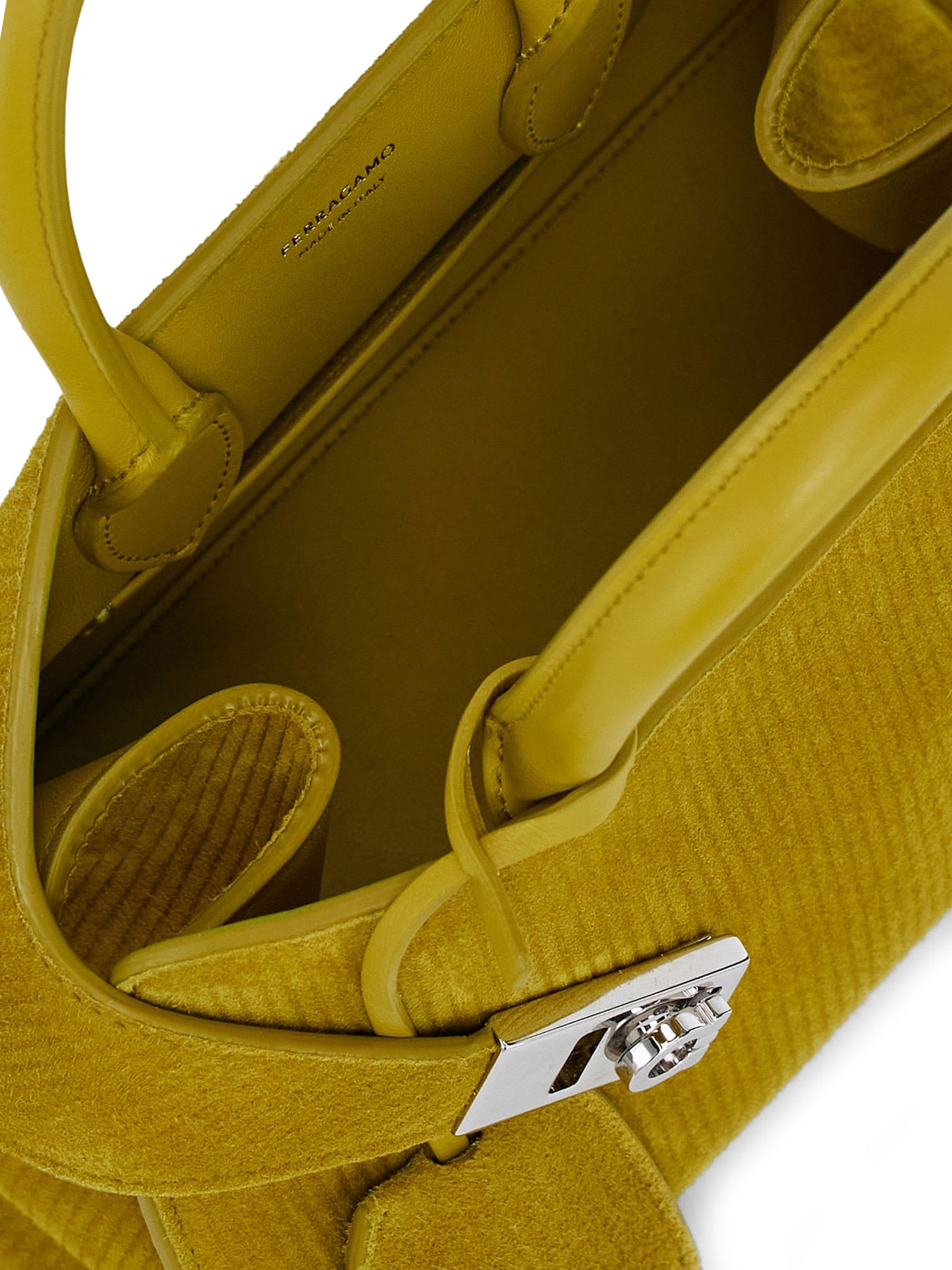 Ferragamo Hug Mini Ribbed Suede Shoulder Bag In Green