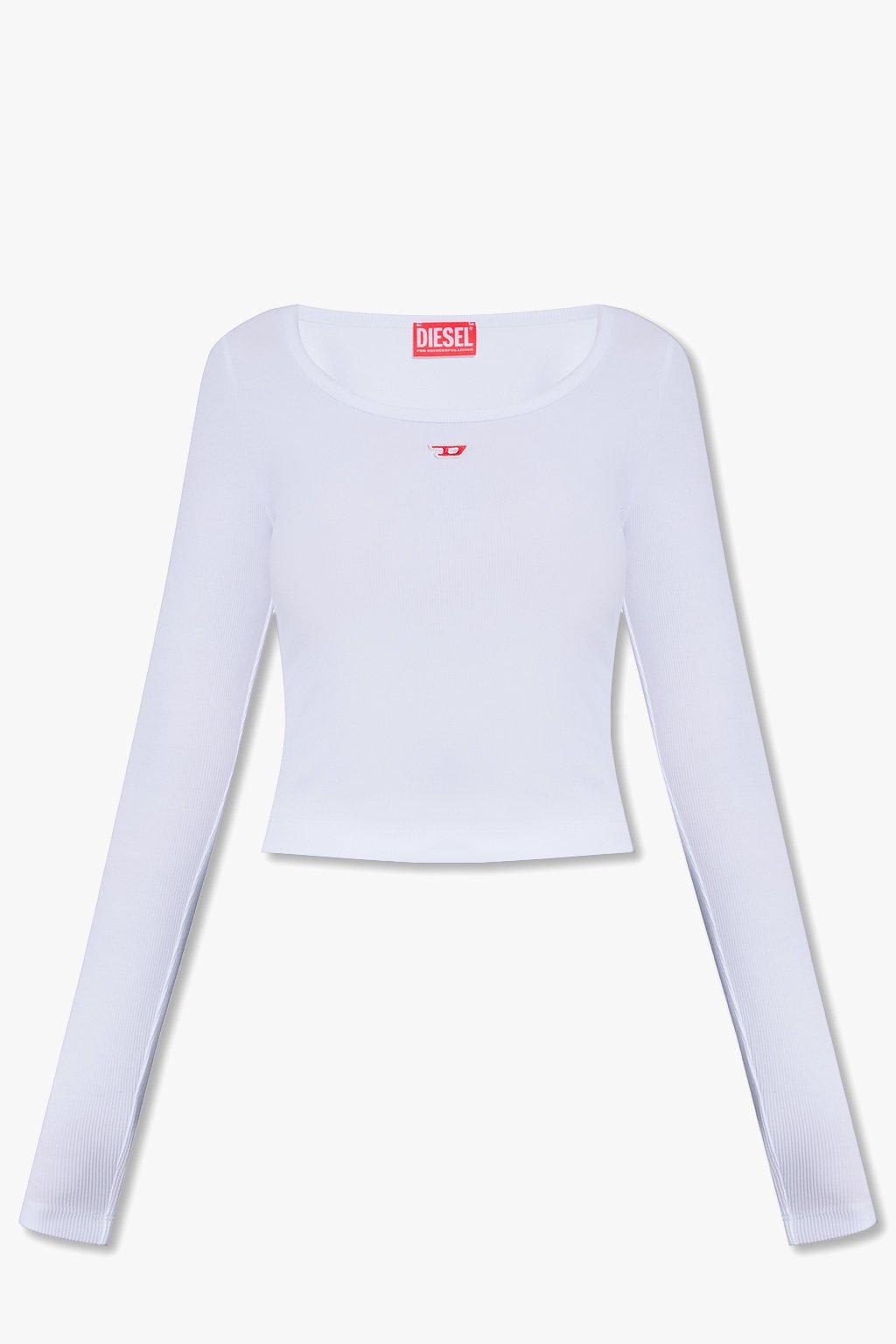 Diesel Top A Maniche Lunghe Con Patch D Ricamata In White