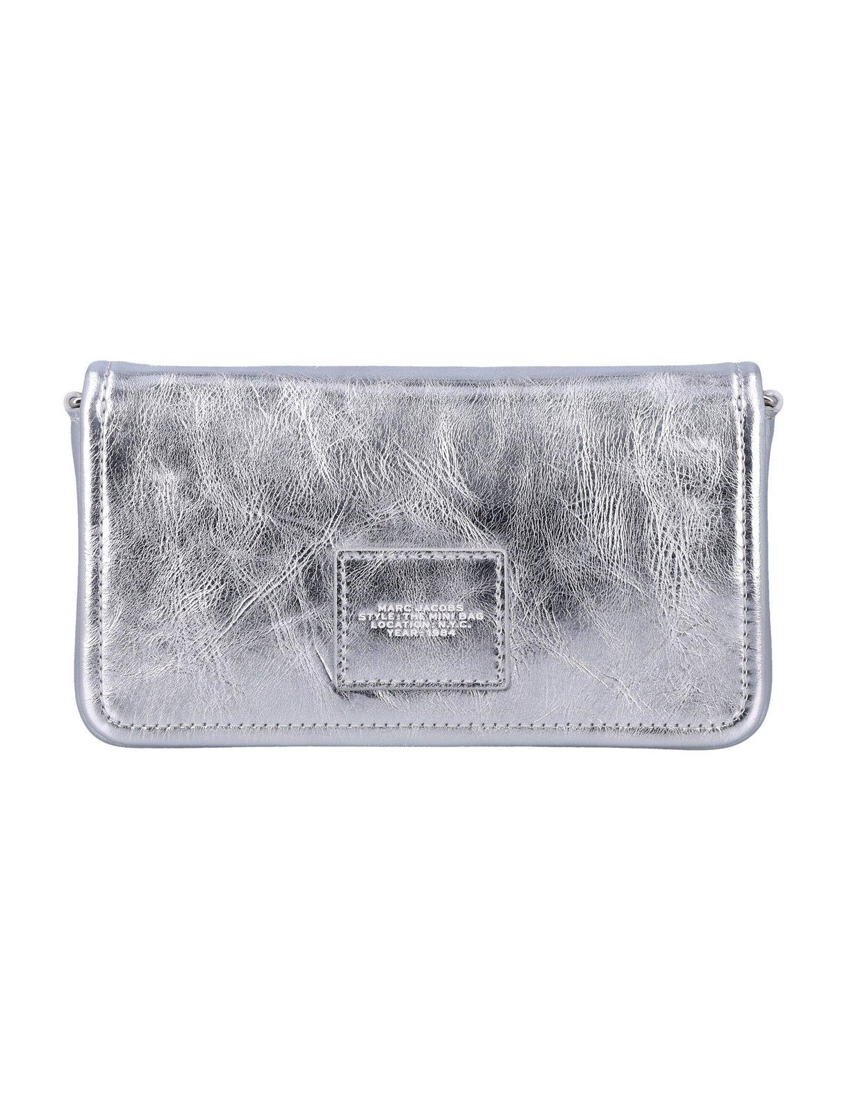 Shop Marc Jacobs Metallic Chain Mini Crossbody Bag In Silver