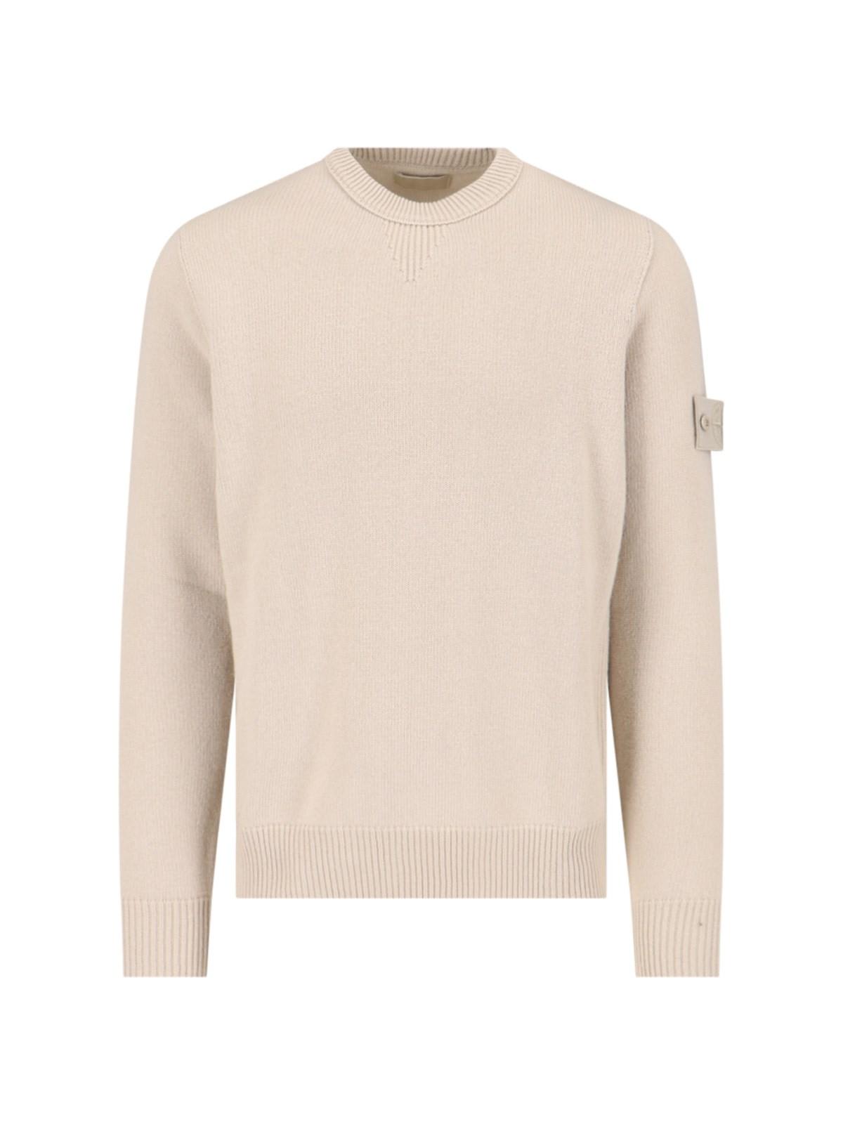 Shop Stone Island Logo Sweater In Beige