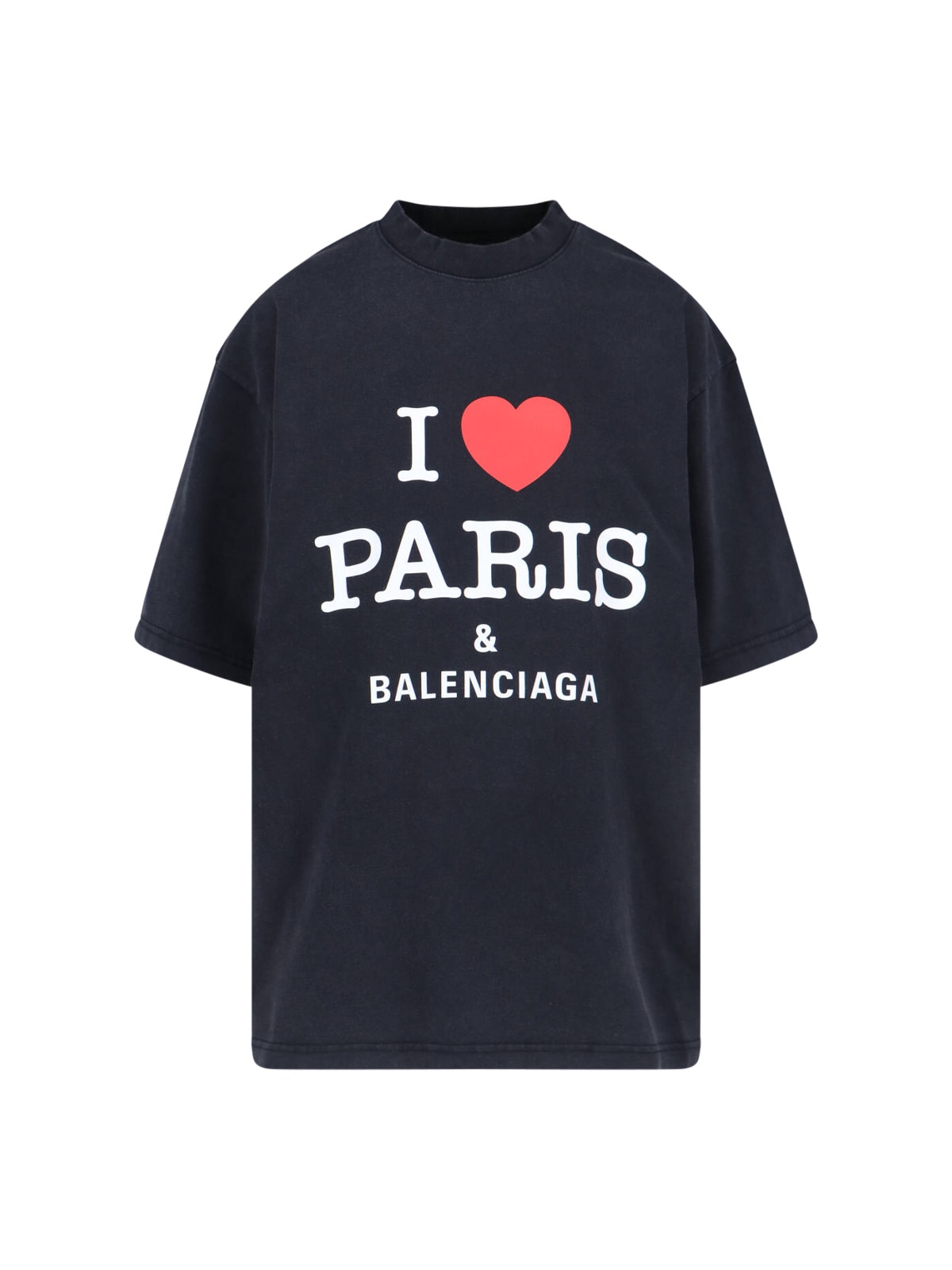 Shop Balenciaga I Love Paris T-shirt In Faded Washed Black
