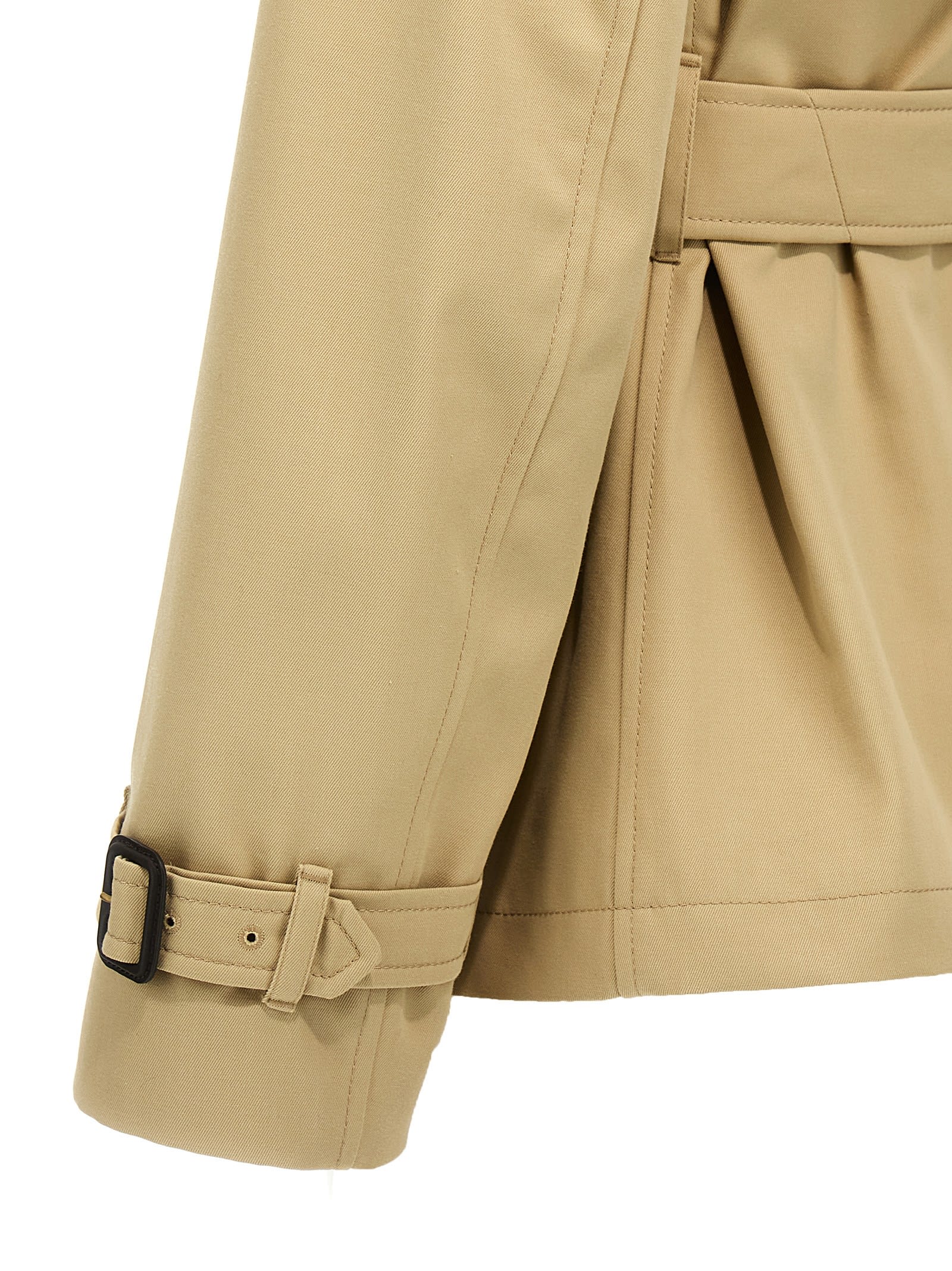 Shop Burberry Sp25 Short Trench Coat In Beige