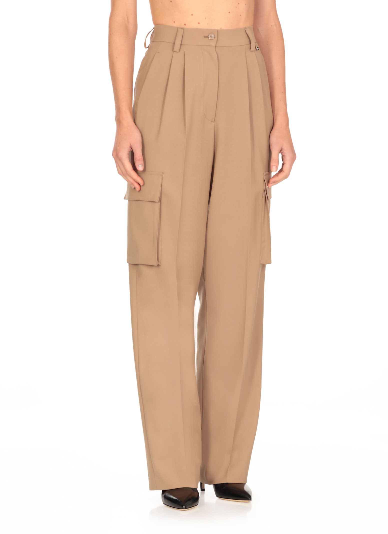 Shop Herno Wool Blend Palazzo Pants In Brown