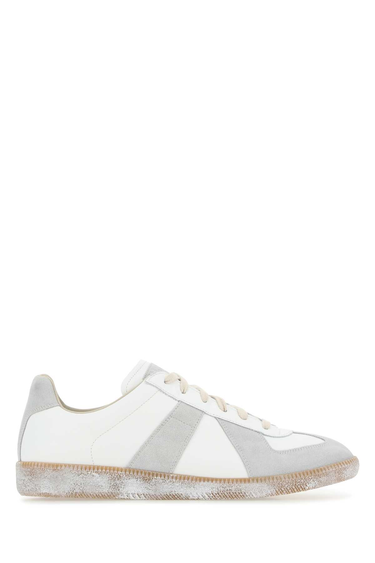 Shop Maison Margiela Two-tone Leather Replica Sneakers In H8339