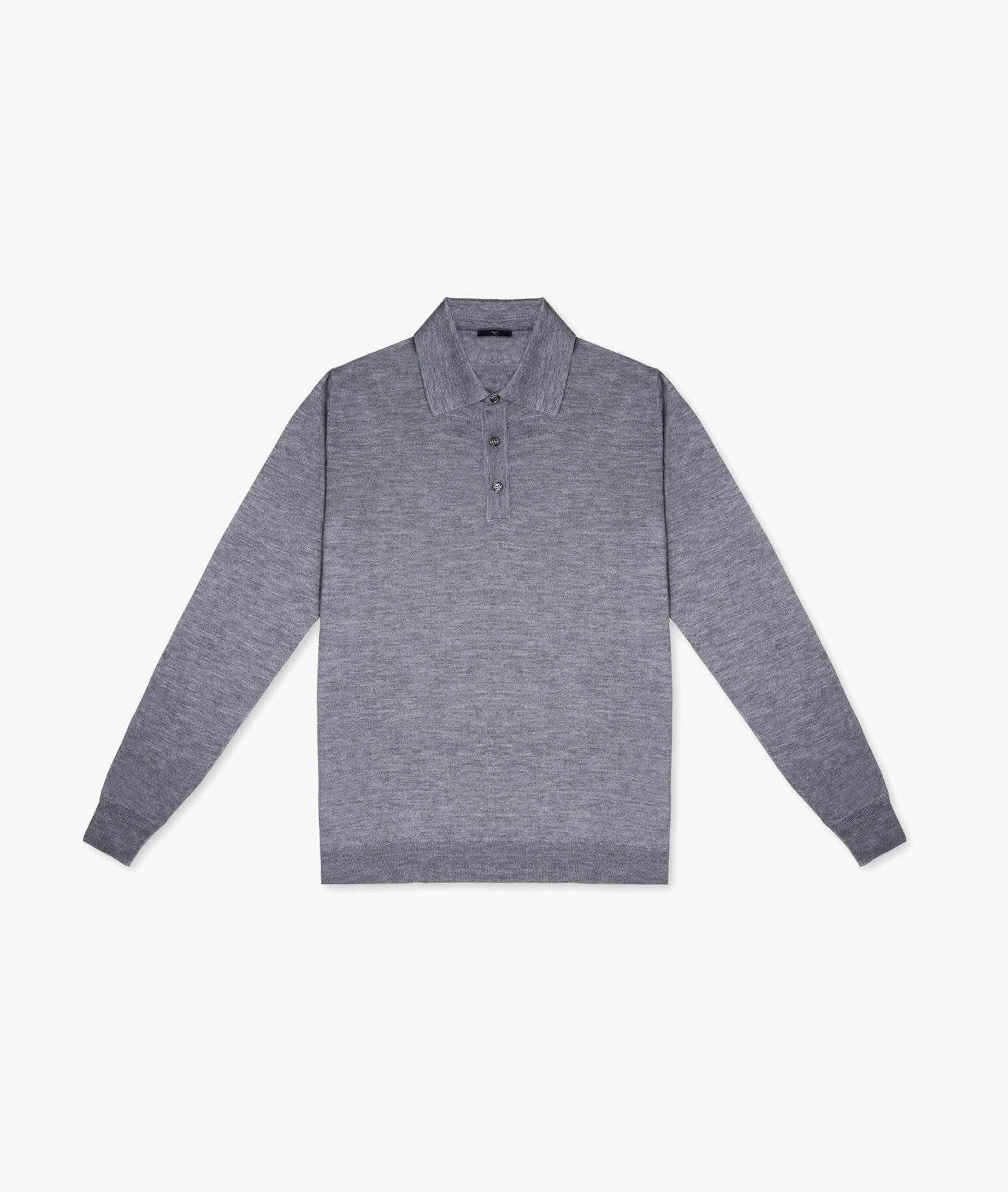Larusmiani Long Sleeve Polo Coppa Europa Sweater In Gray