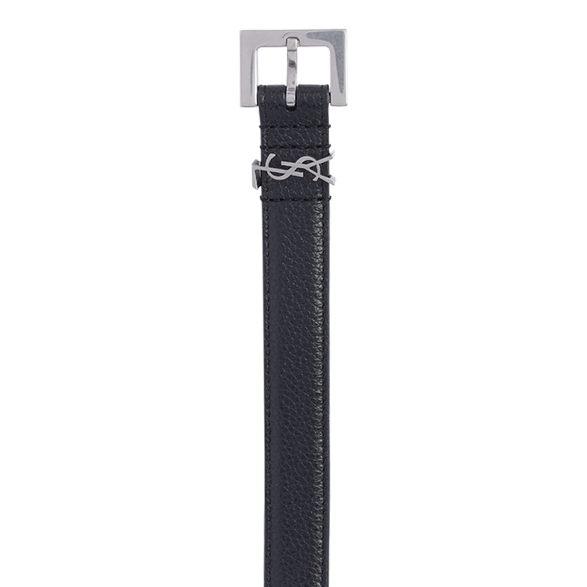 Shop Saint Laurent Cassandre Narrow Belt In Black