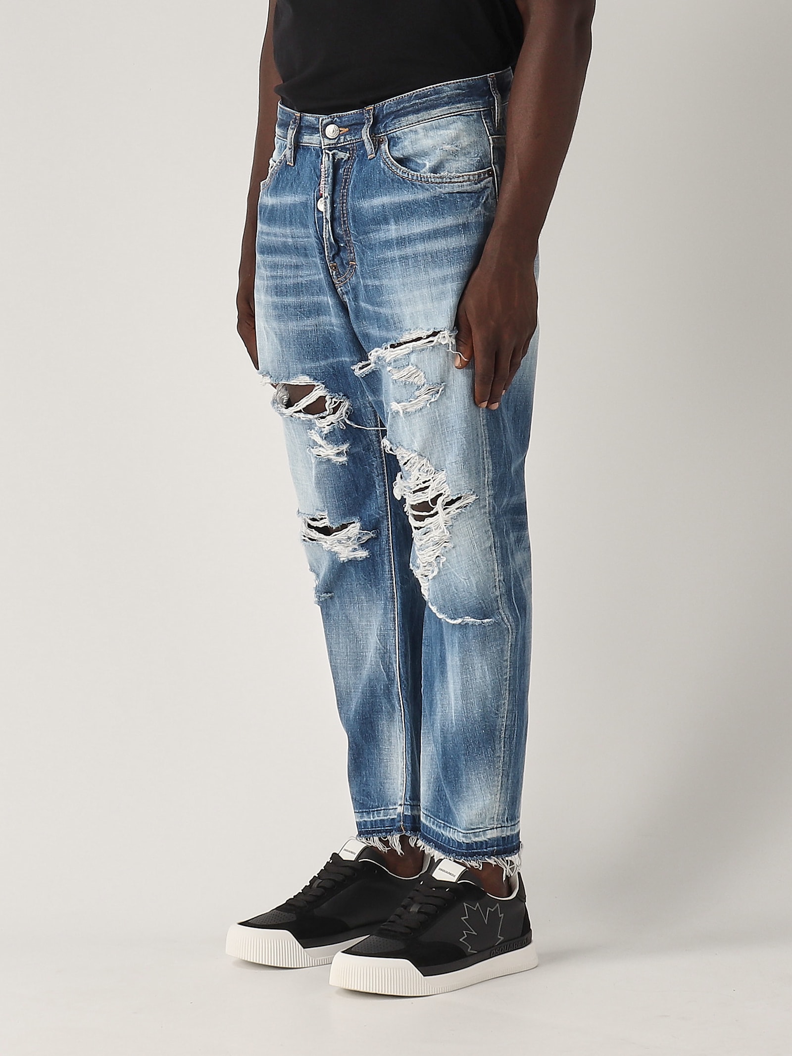 Shop Dsquared2 Pantalone 5 Tasche Trousers In Denim Medio