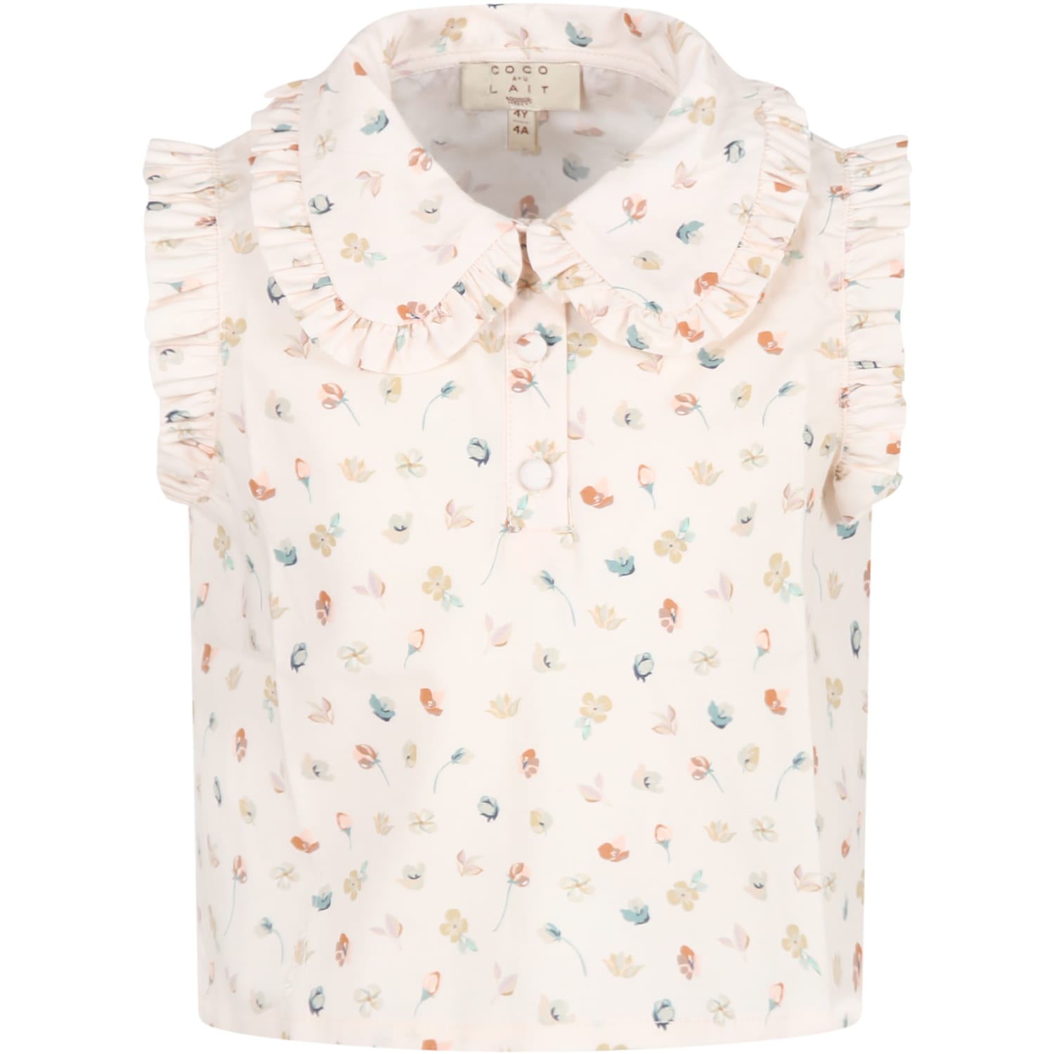 Coco Au Lait Pink Blouse For Girl With Colorful Flowers
