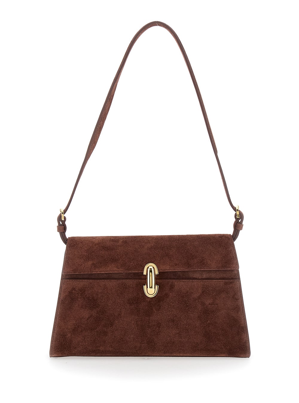 Savette Symmetry Shoulder Bag In Suede In Brown