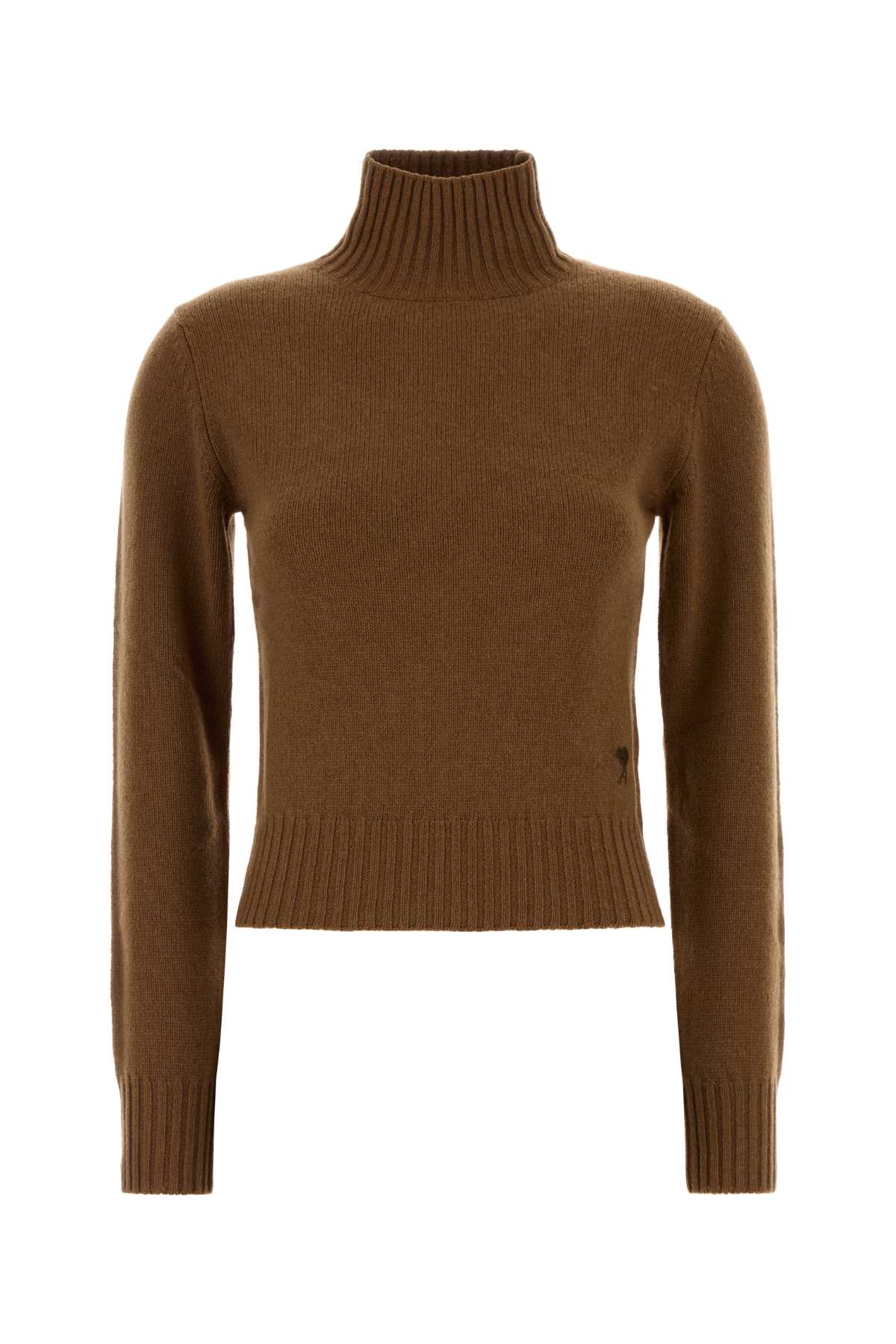 Ami Alexandre Mattiussi Ami Paris Women Ami De Coeur Turtleneck Sweater In Brown