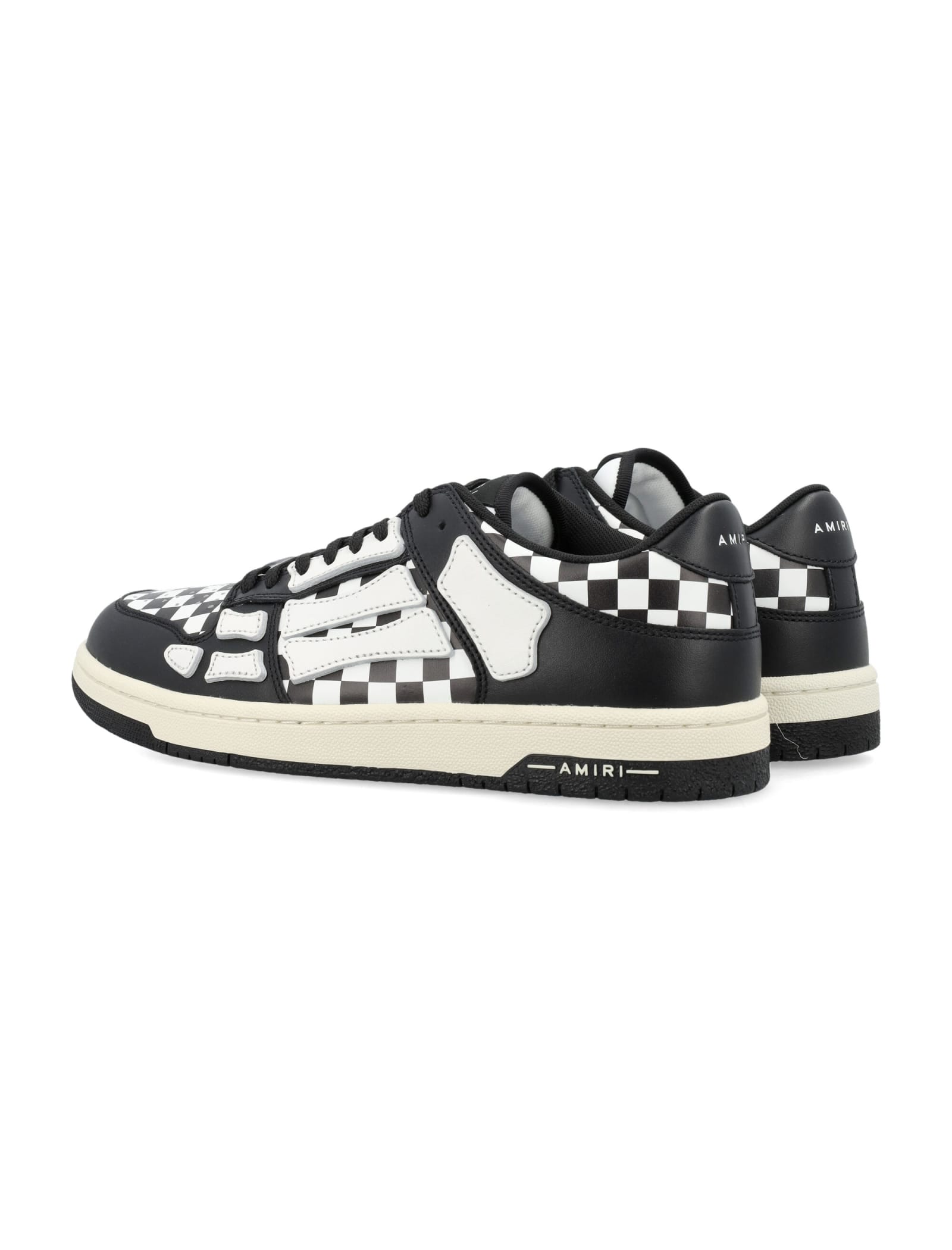 Amiri Checkered Skel Top Low Sneakers In Black White