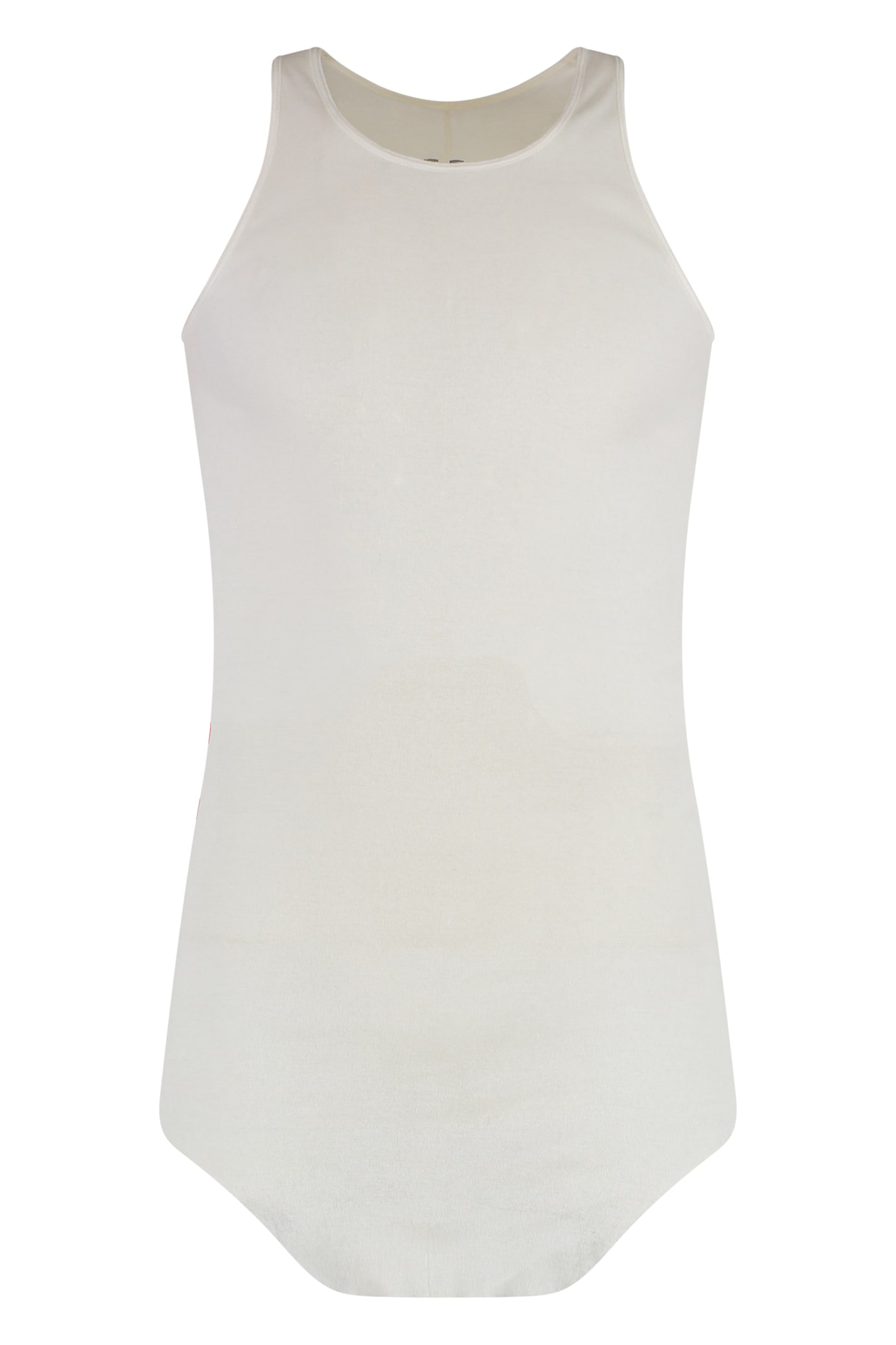 Rick Owens Sleeveless Round Neckline Raw-cut Tank Top In White