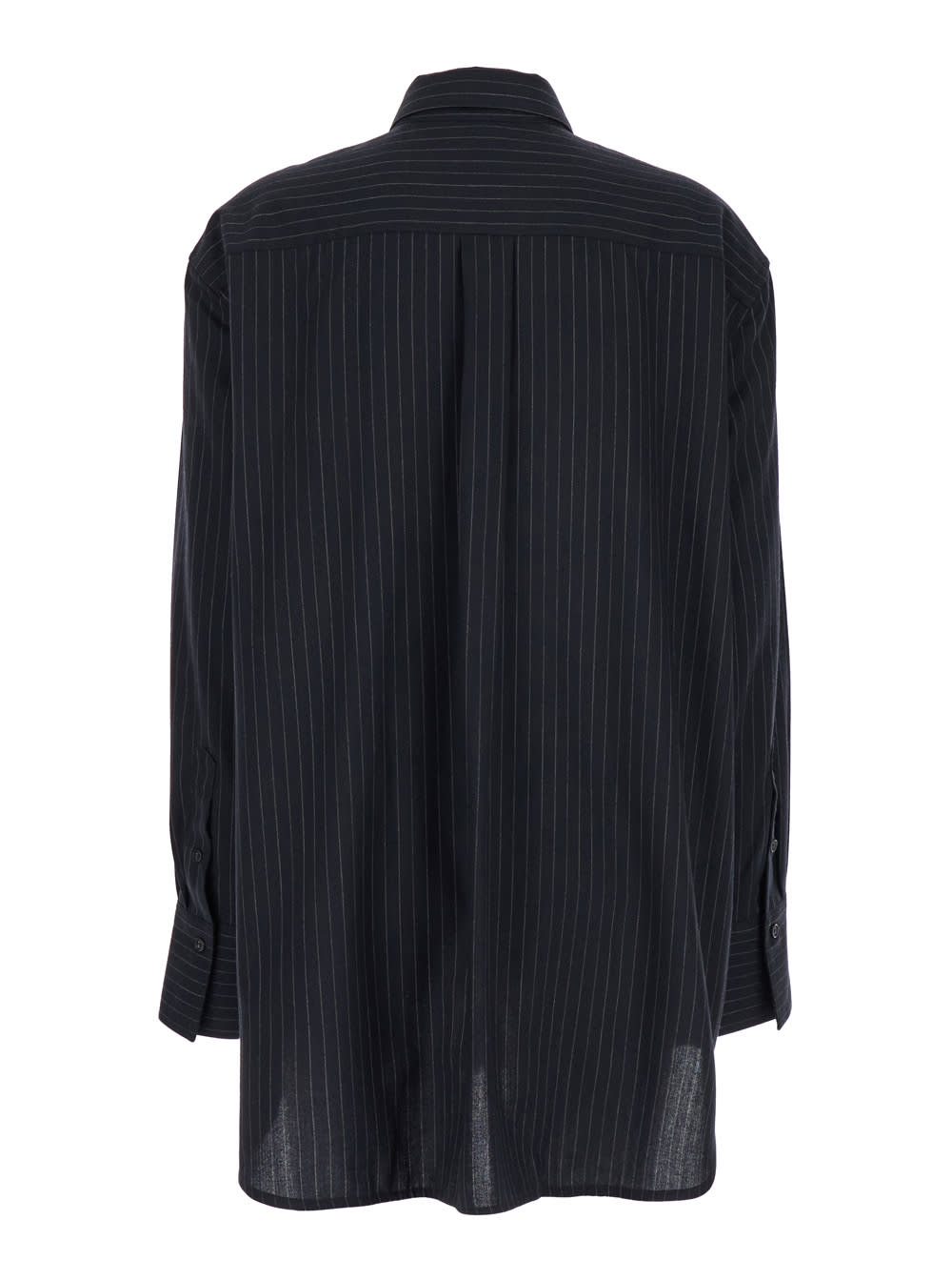 Shop Totême Relaxed Pinstriped Shirt In Blu