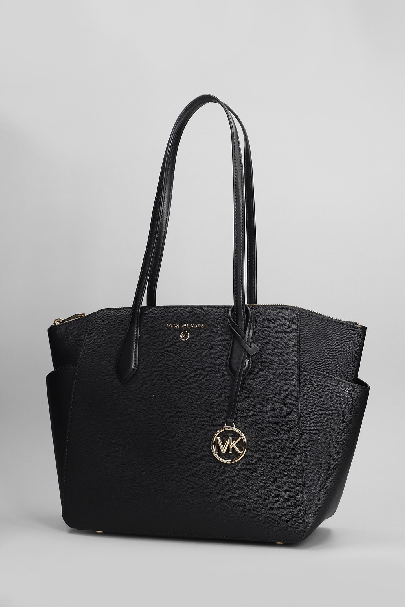 Shop Michael Kors Marilyn Tote In Black Leather