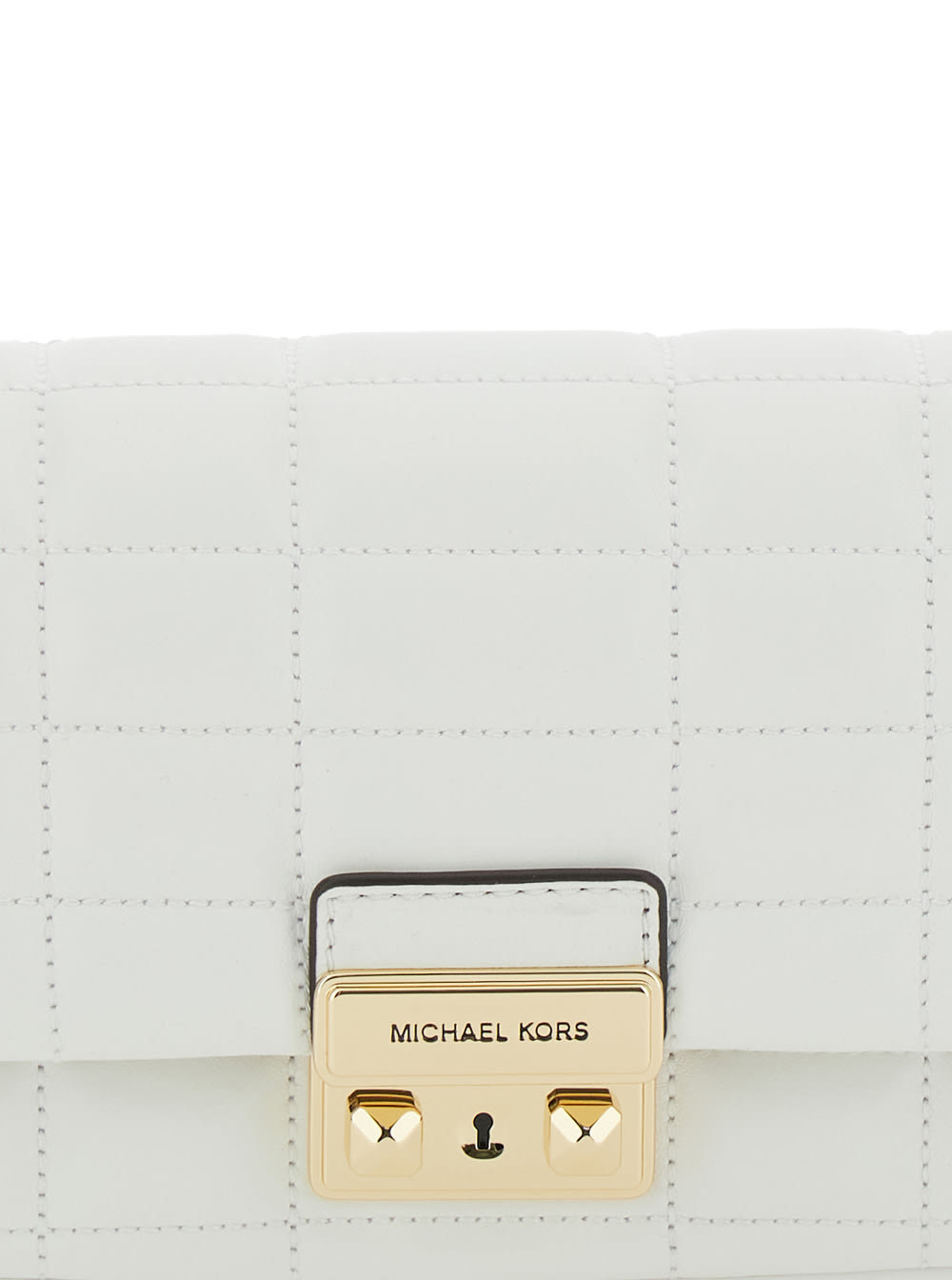 Shop Michael Michael Kors Tribeca Small Quilted Shoulder Bag In White
