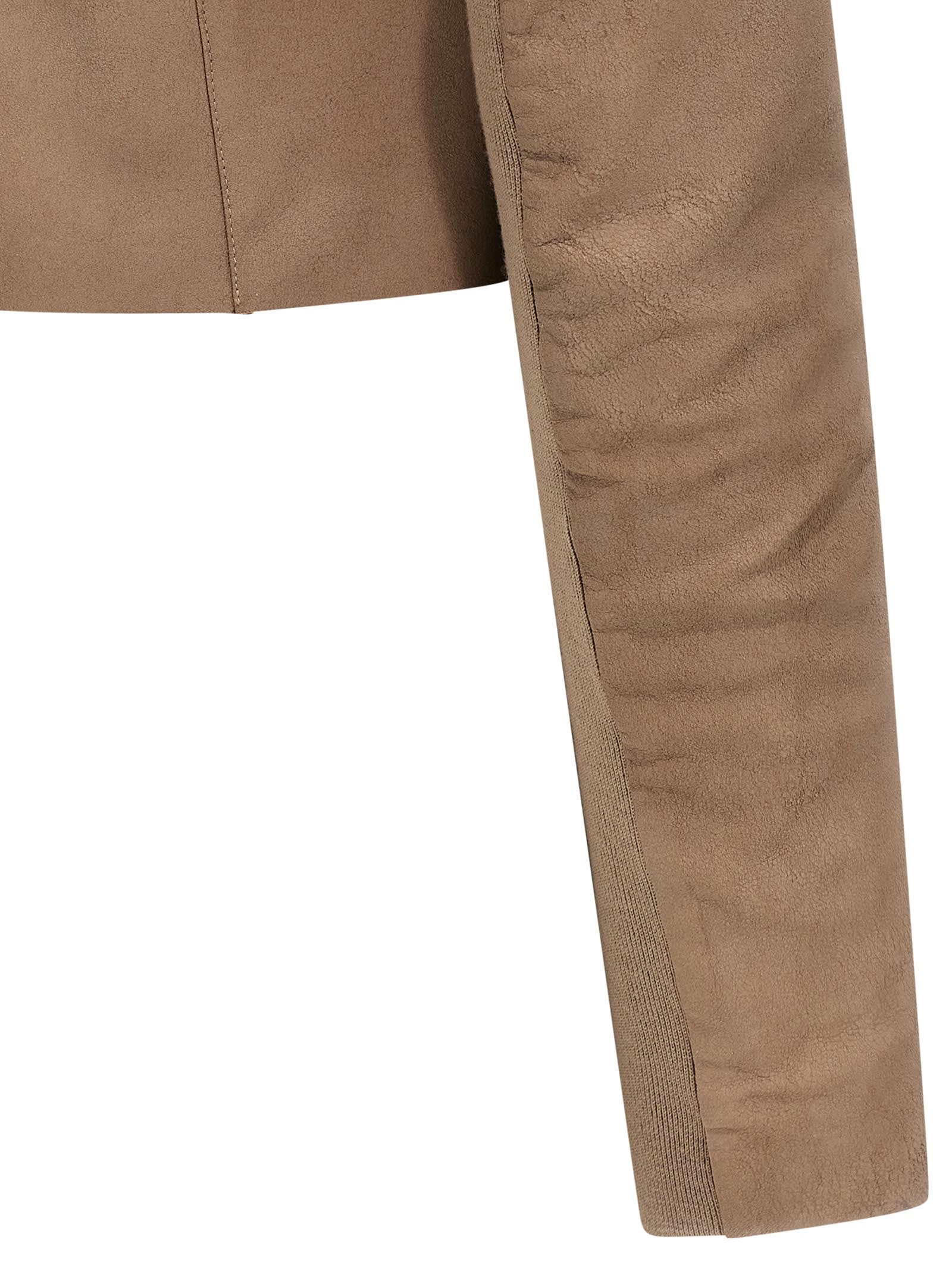Rick Owens Low Neck Biker Casual Jackets And Parka Pink In Neutral