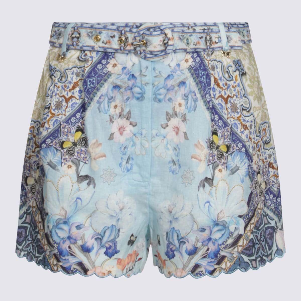 Camilla Hemline Shorts With Floral Pattern And Belt In Al Manial Palace