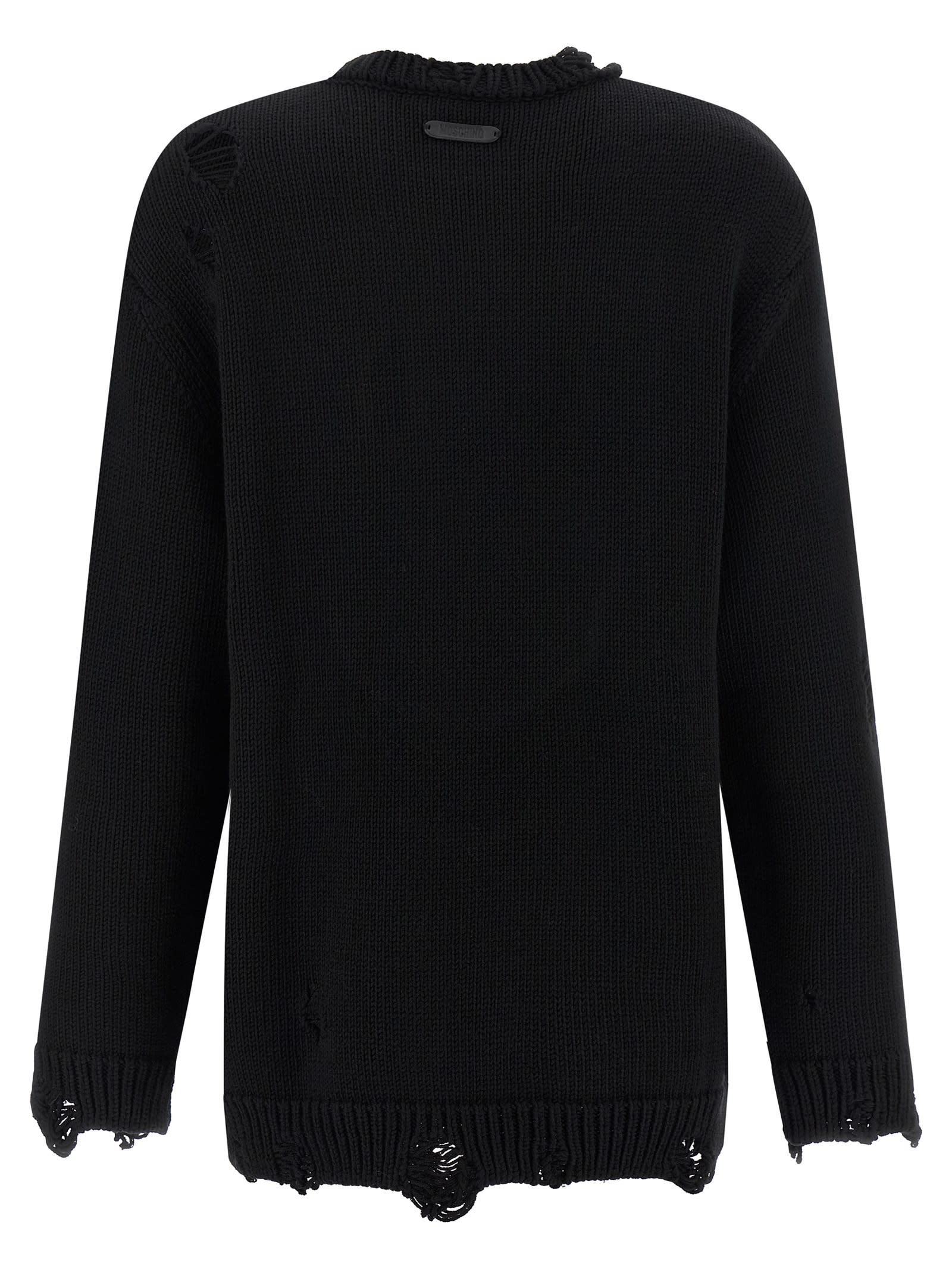 Moschino Oversized Pullover In Carved Wool In Black