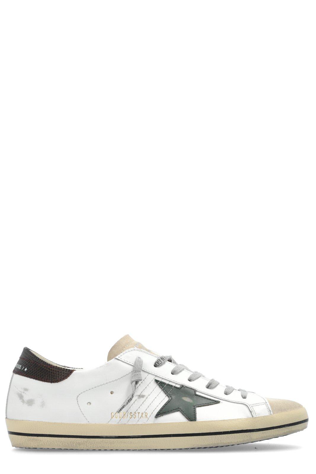 Shop Golden Goose Star Patch Low-top Sneakers In White/seedpearl/green/brown