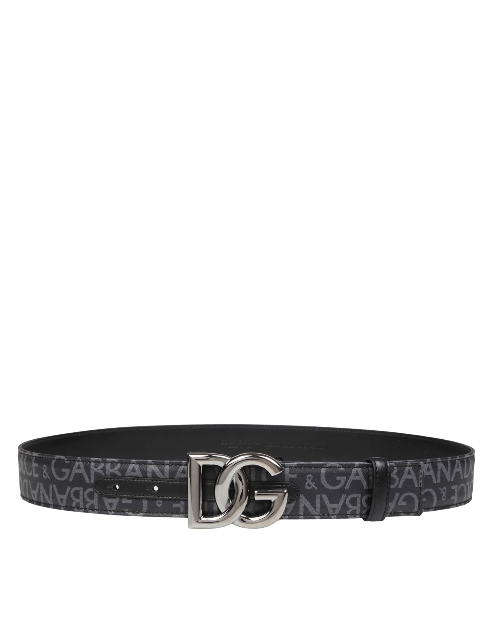DOLCE & GABBANA BELT IN JACQUARD FABRIC WITH METAL DG BUCKLE