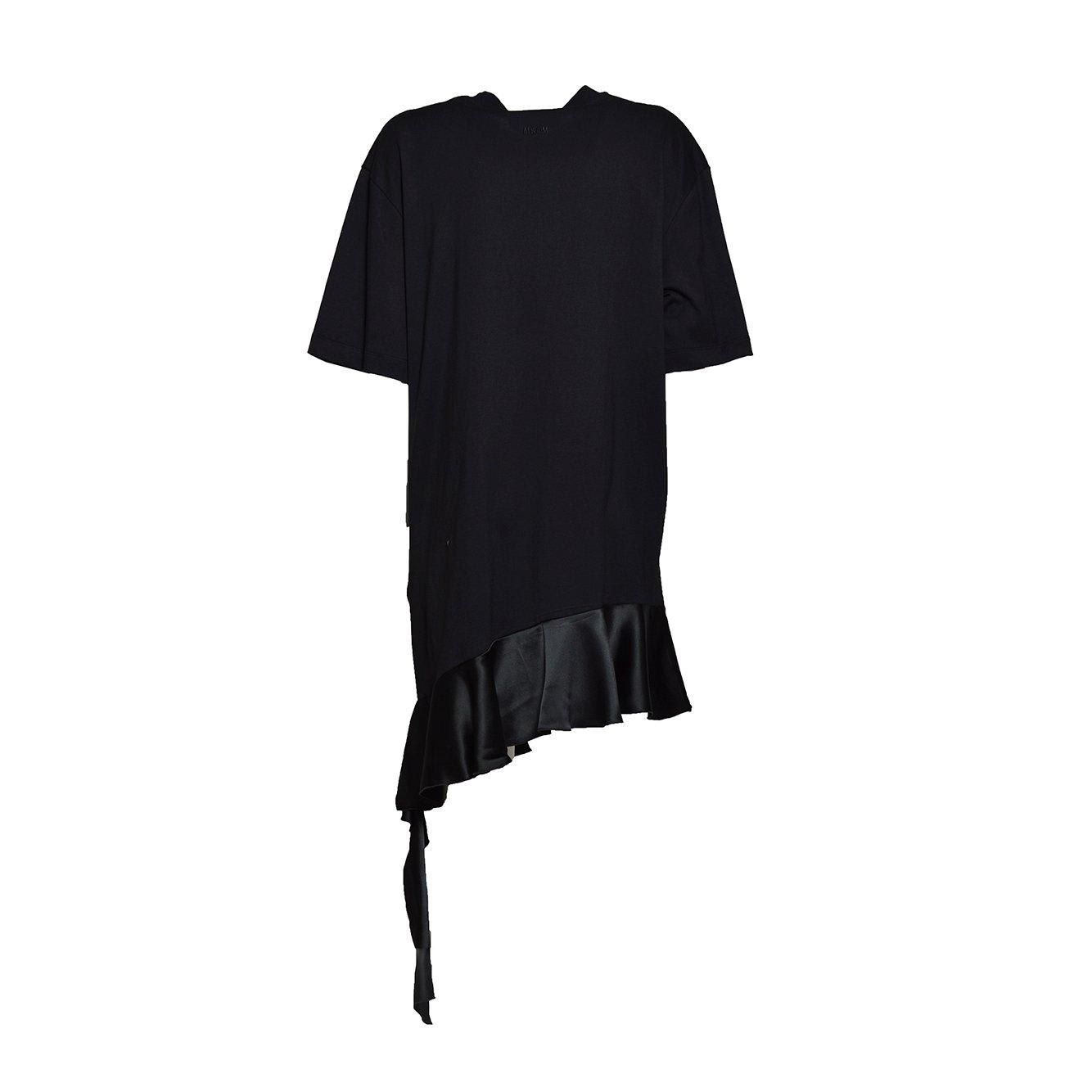 Shop Msgm Short-sleeved Asymmetric Mini T-shirt In Nero