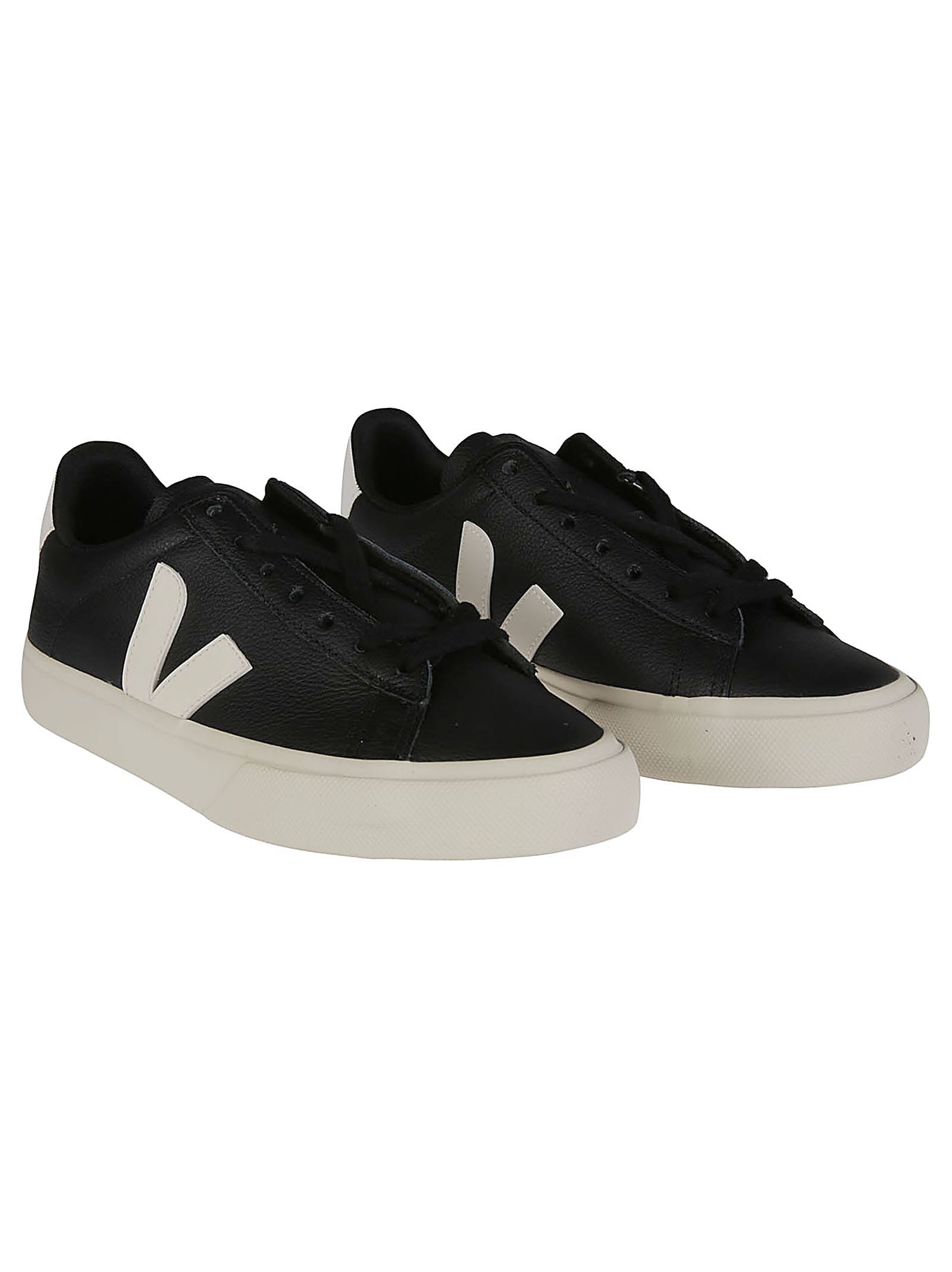 Veja Campo Black And White Low Top Sneakers In Vegan Leather Man In Black