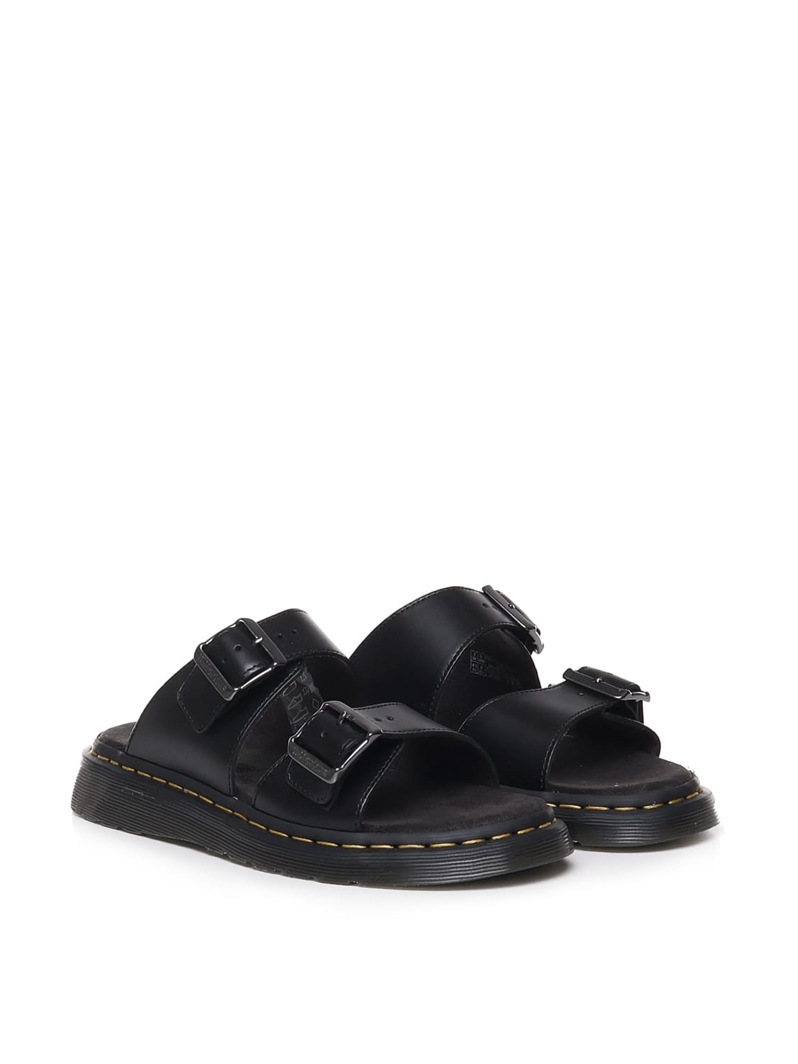 Shop Dr. Martens' Calfskin Sandals Josef In Black Analine
