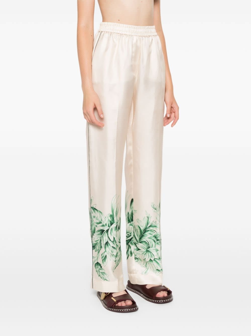 F.r.s For Restless Sleepers Silk Printed Trousers In Neutral