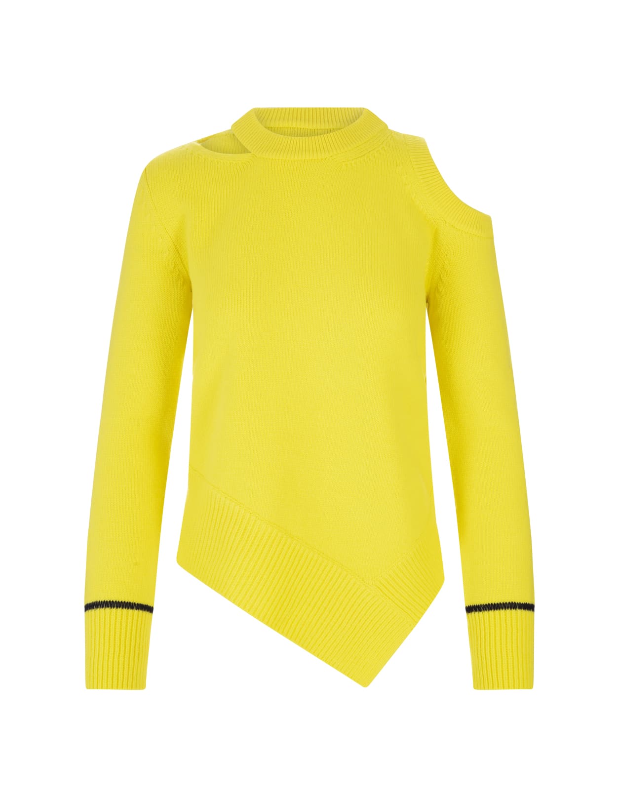 Alexander McQueen Woman Yellow Asymmetrical Cutwork Sweater